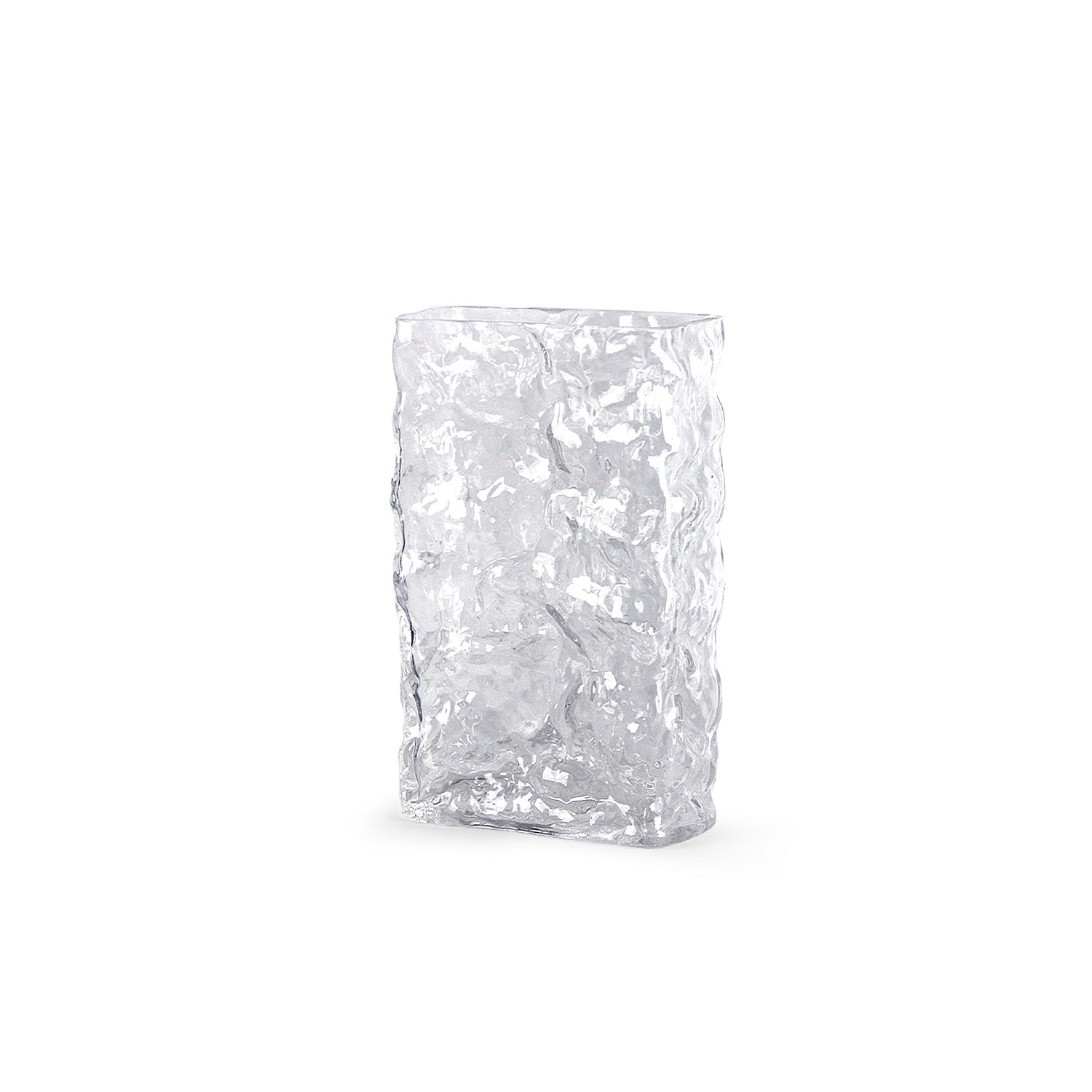 Galore Home Glacial Vaso in Vetro Rettangolare Clear Testurizzato