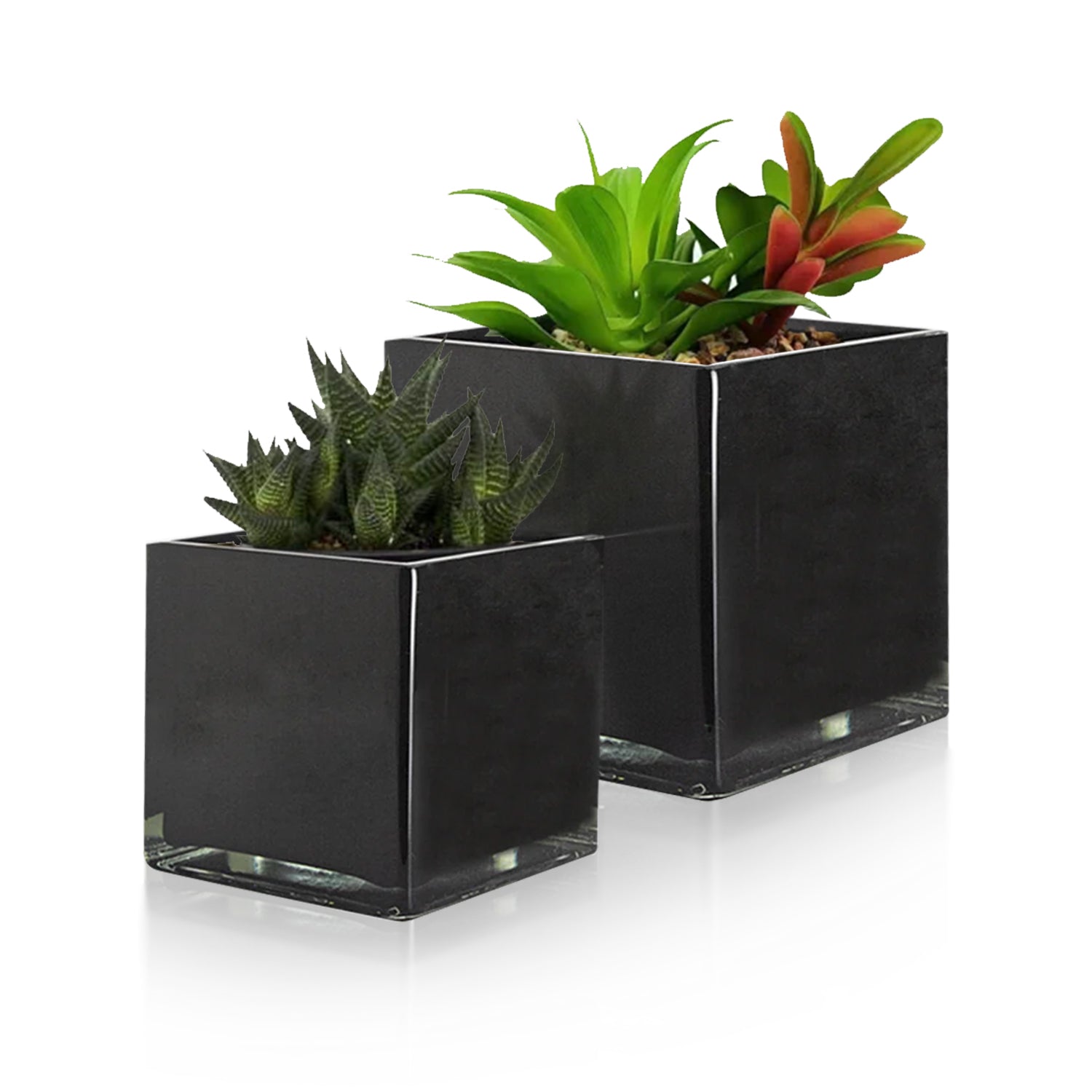 Galore Home Premium Layered U9173 vaso cubo vetro nero 13 cm
