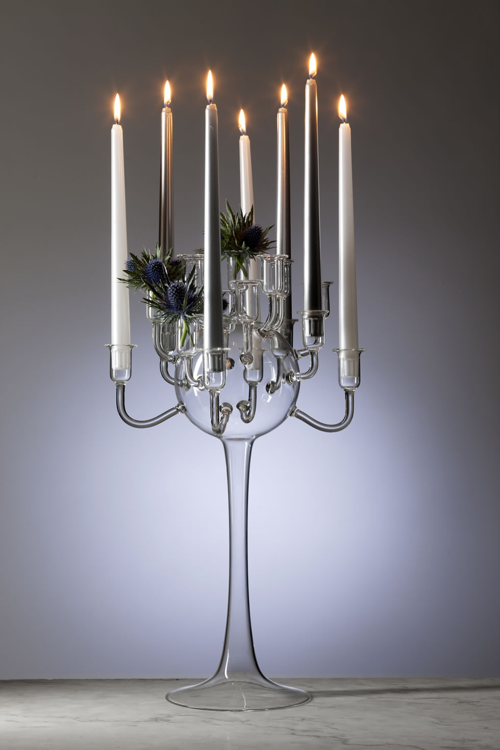 B&C Candelabro 18 Fiamme vetro soffiato 53 cm