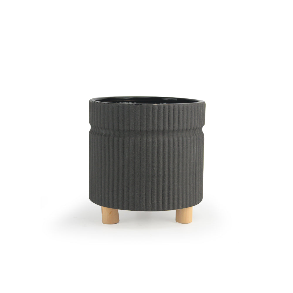 Galore Home Ridged Tripod vaso ceramica medium bianco