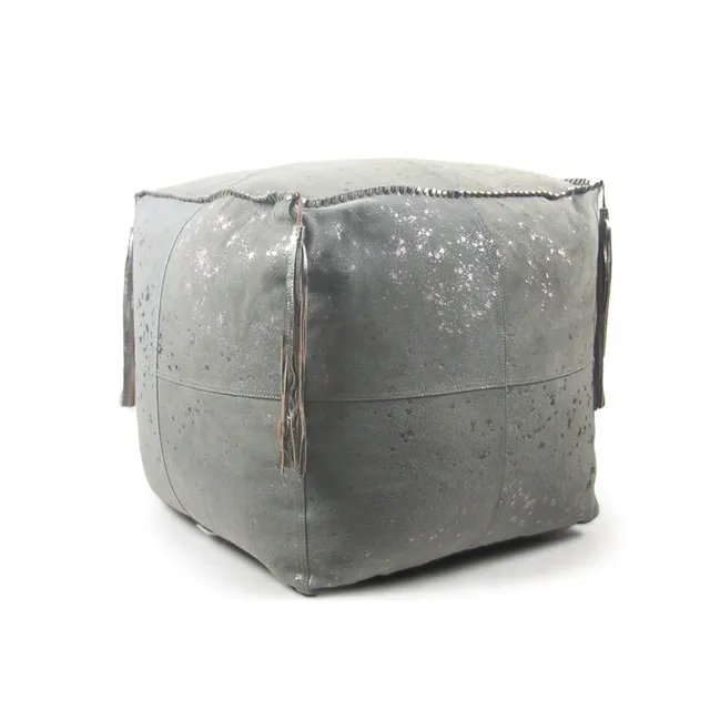 Galore Home Metallic Dappled pouf pelle 46 cm grigio