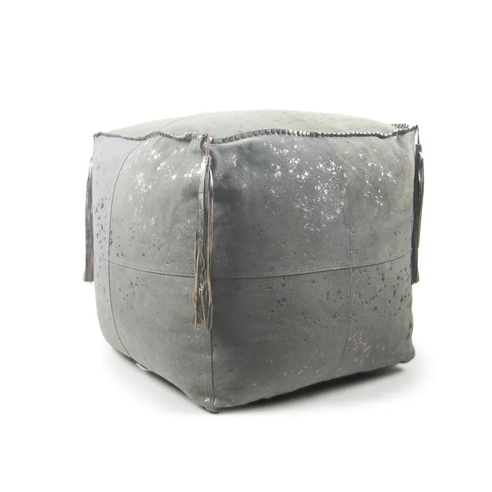 Galore Home Metallic Dappled pouf pelle 46 cm grigio
