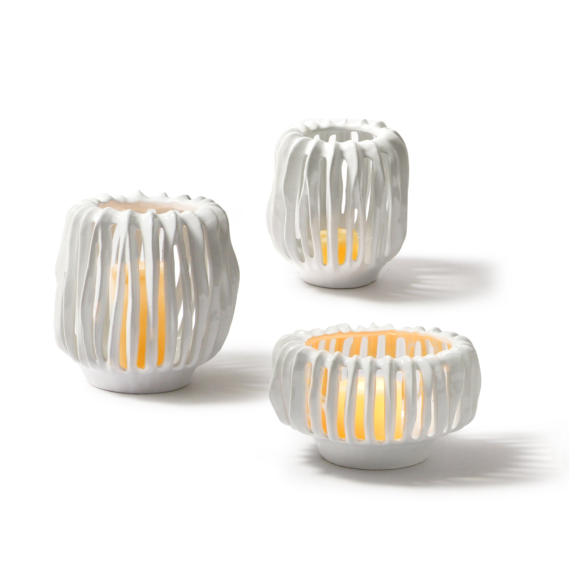 Galore Home Lumen CCV64 vaso ceramica bianca traforato