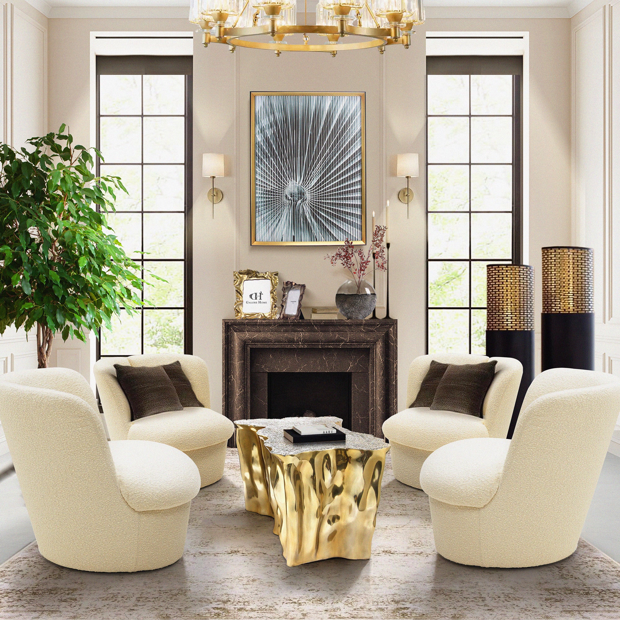 Galore Home Lunar Flow tavolino alluminio oro 45 cm