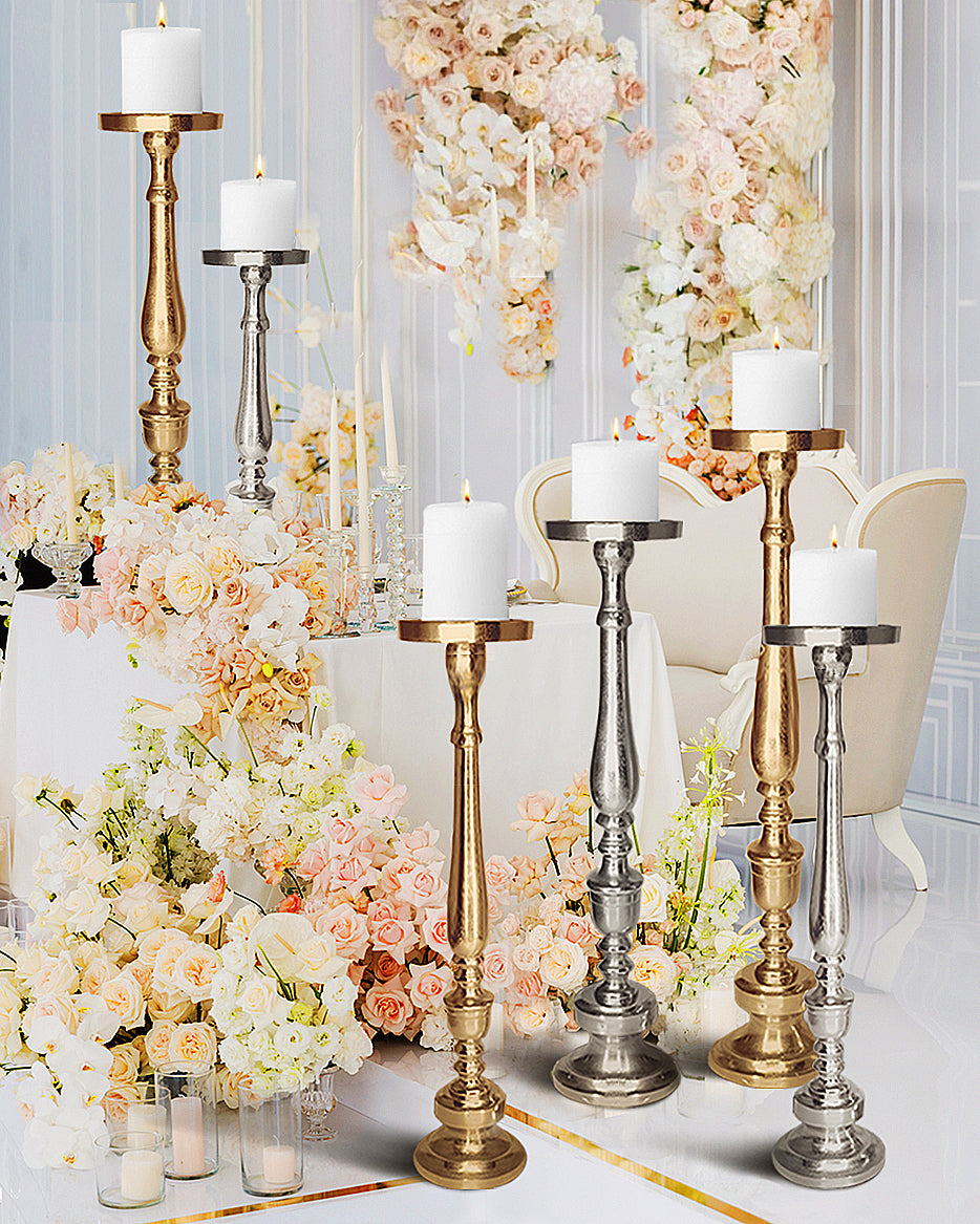 Galore Home Megara 3-2033 portacandele da terra Large oro alluminio