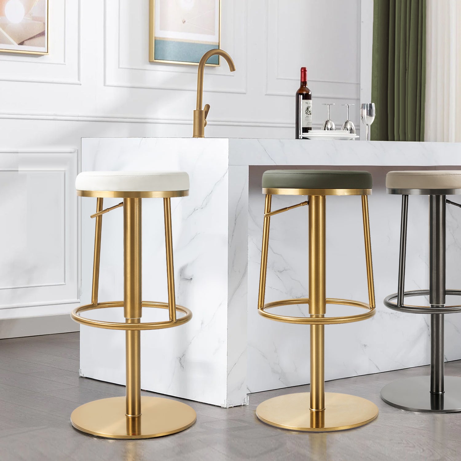 Galore Home Aero Swivel Counter sgabello bar beige regolabile