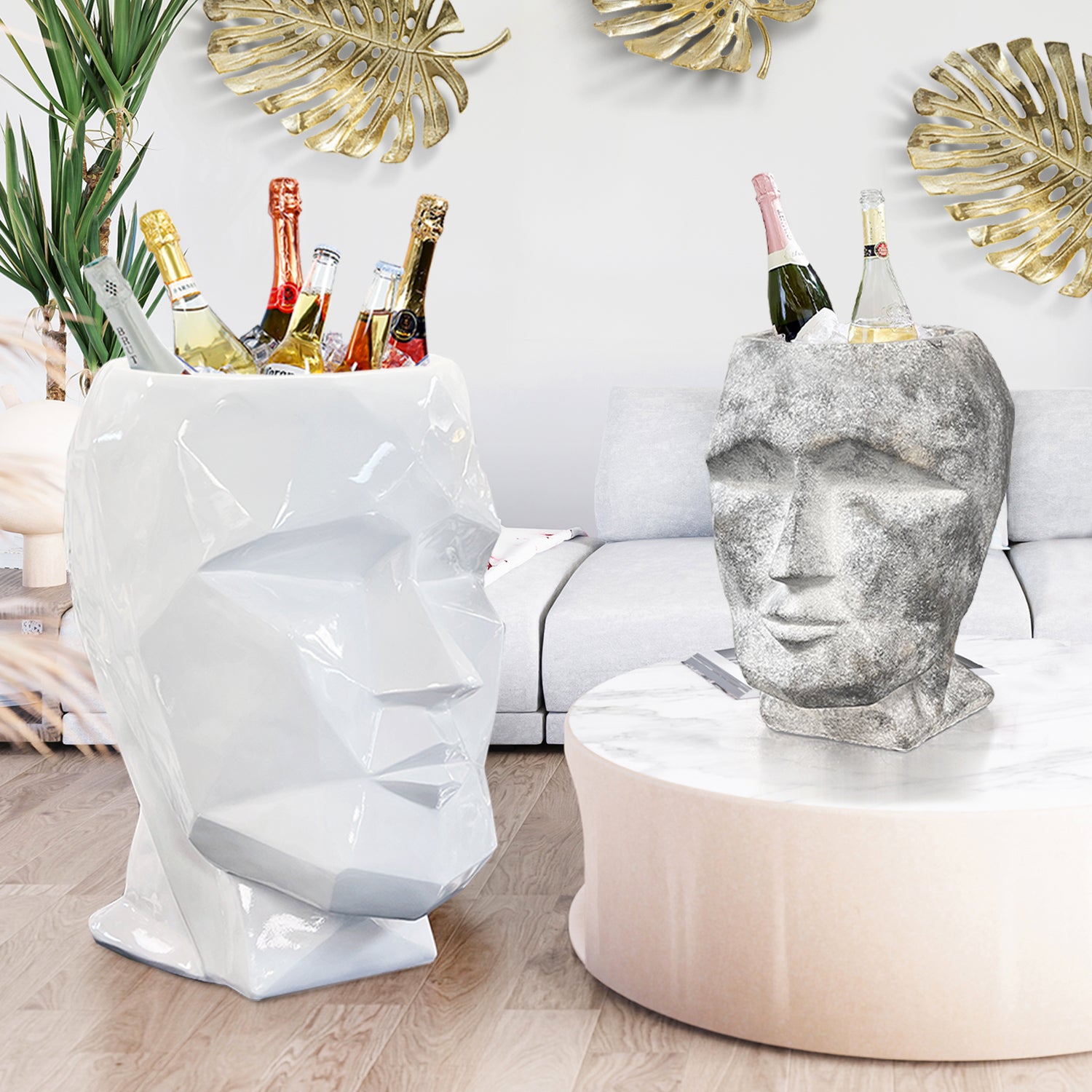 Galore Home Cubism Scultura Fioriera Piccola Bianca