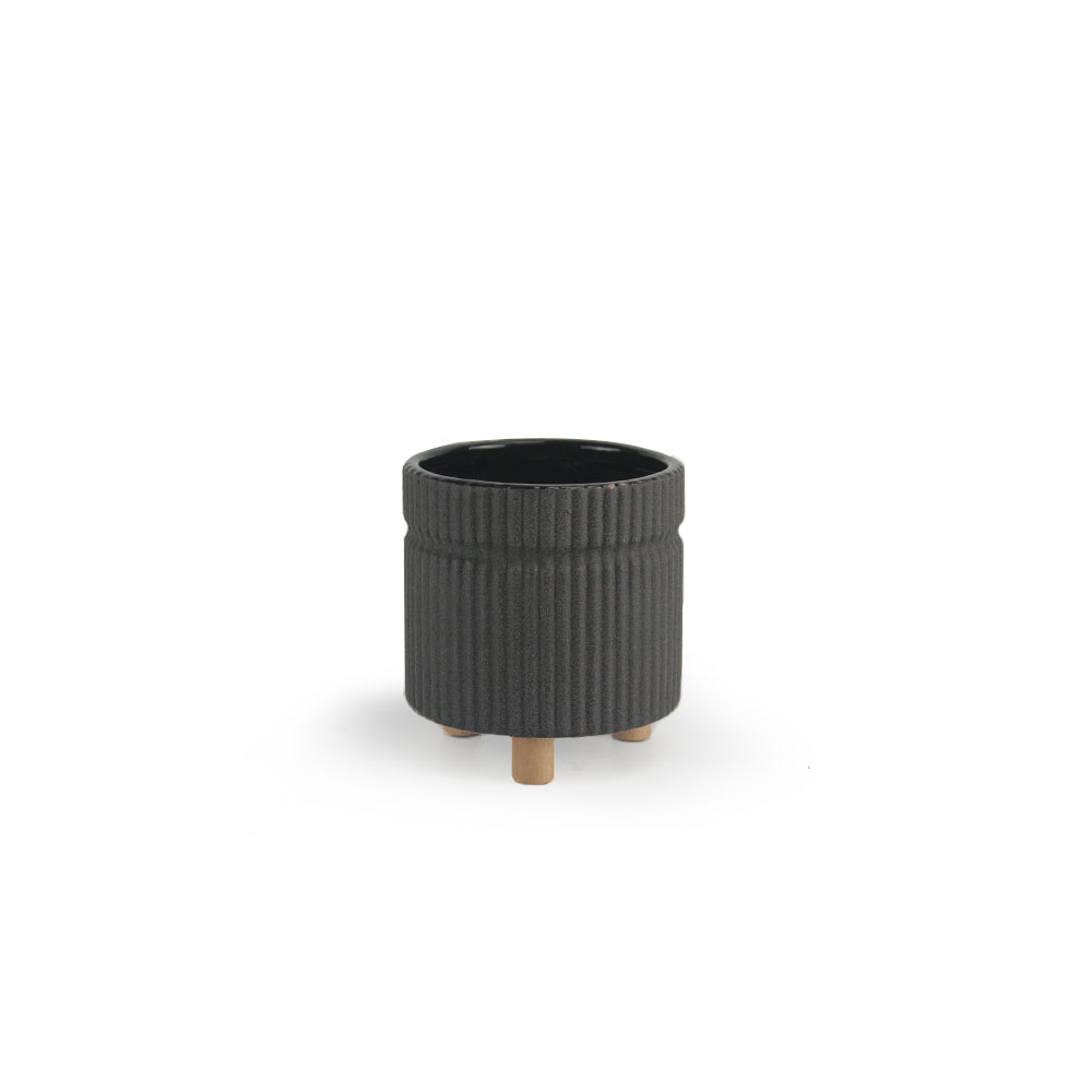 Galore Home Ridged Tripod vaso ceramica medium bianco