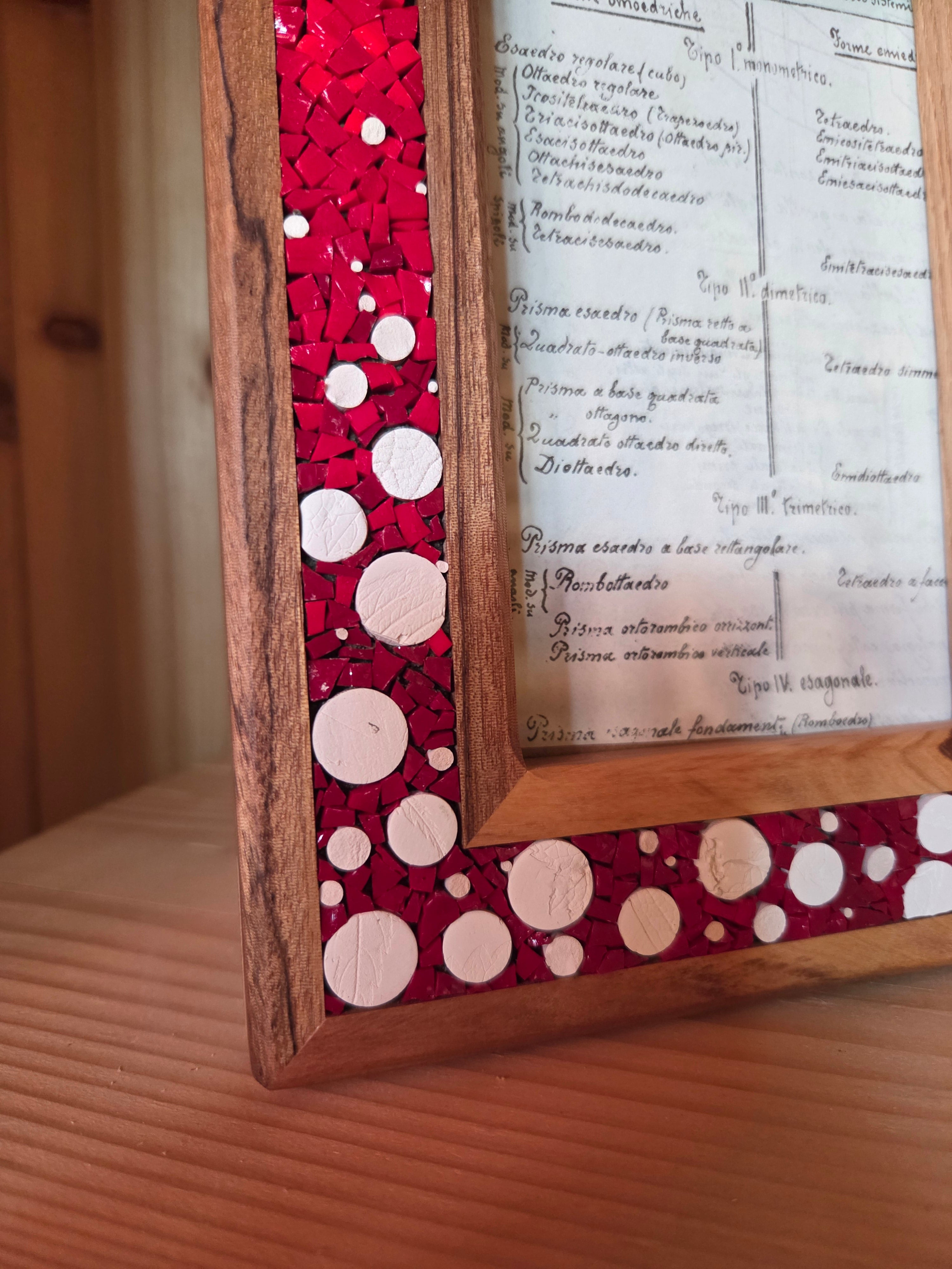 Il Nido del Picchio Mosaico Rosso 10x15 cornice legno