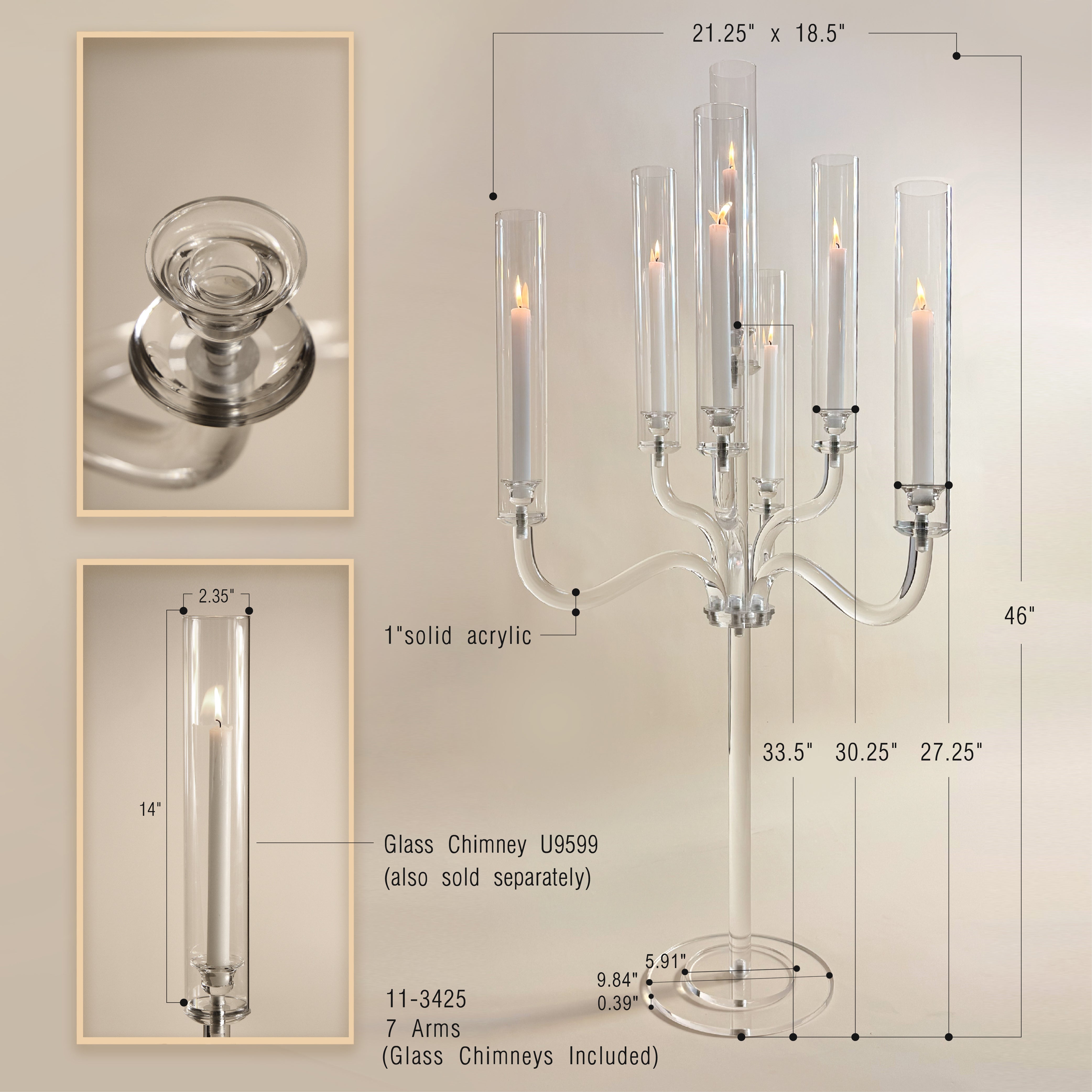 Galore Home 11-3425 candelabro 7 bracci acrilico