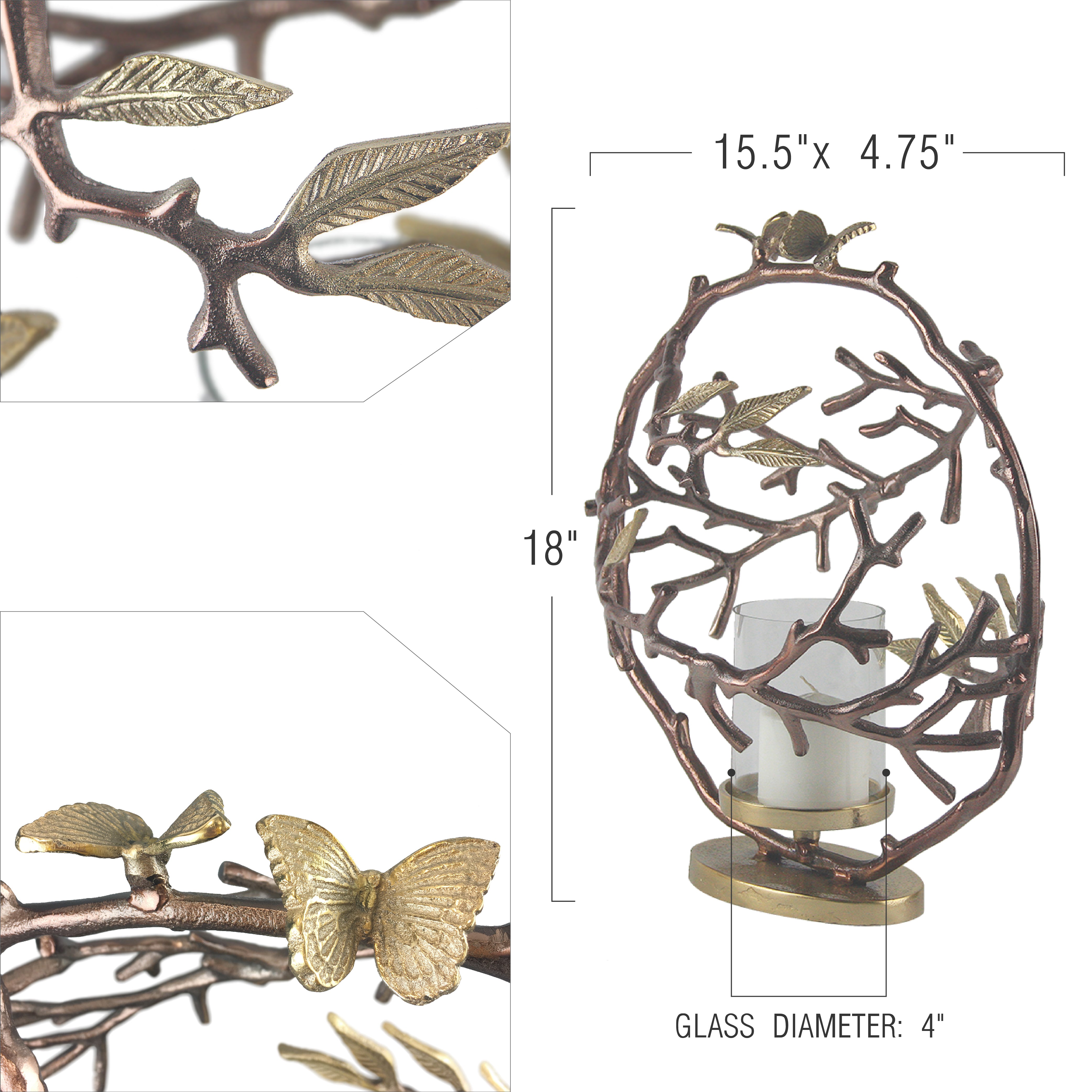 Galore Home Coronet portacandele vetro bronzo oro