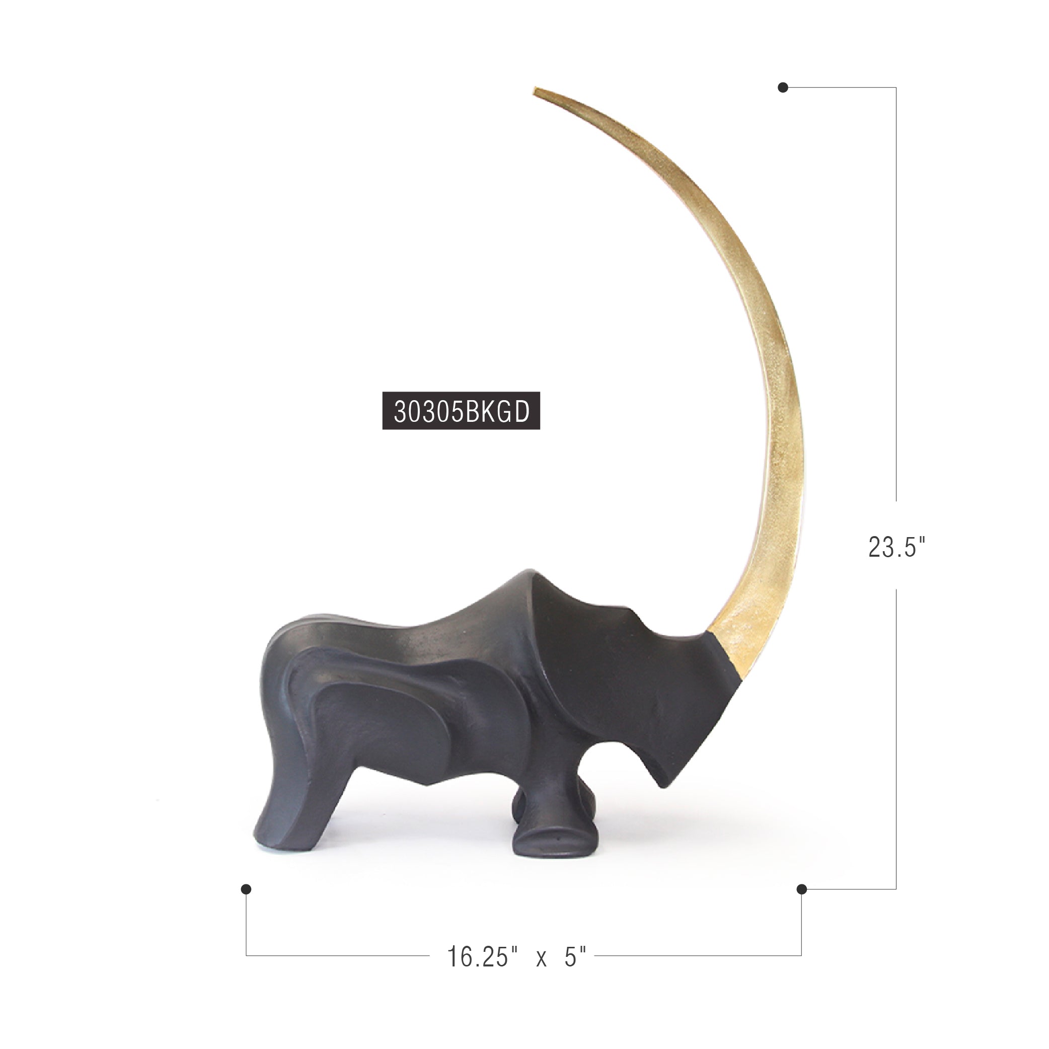 Galore Home Crescent Rhino Scultura Alluminio Large