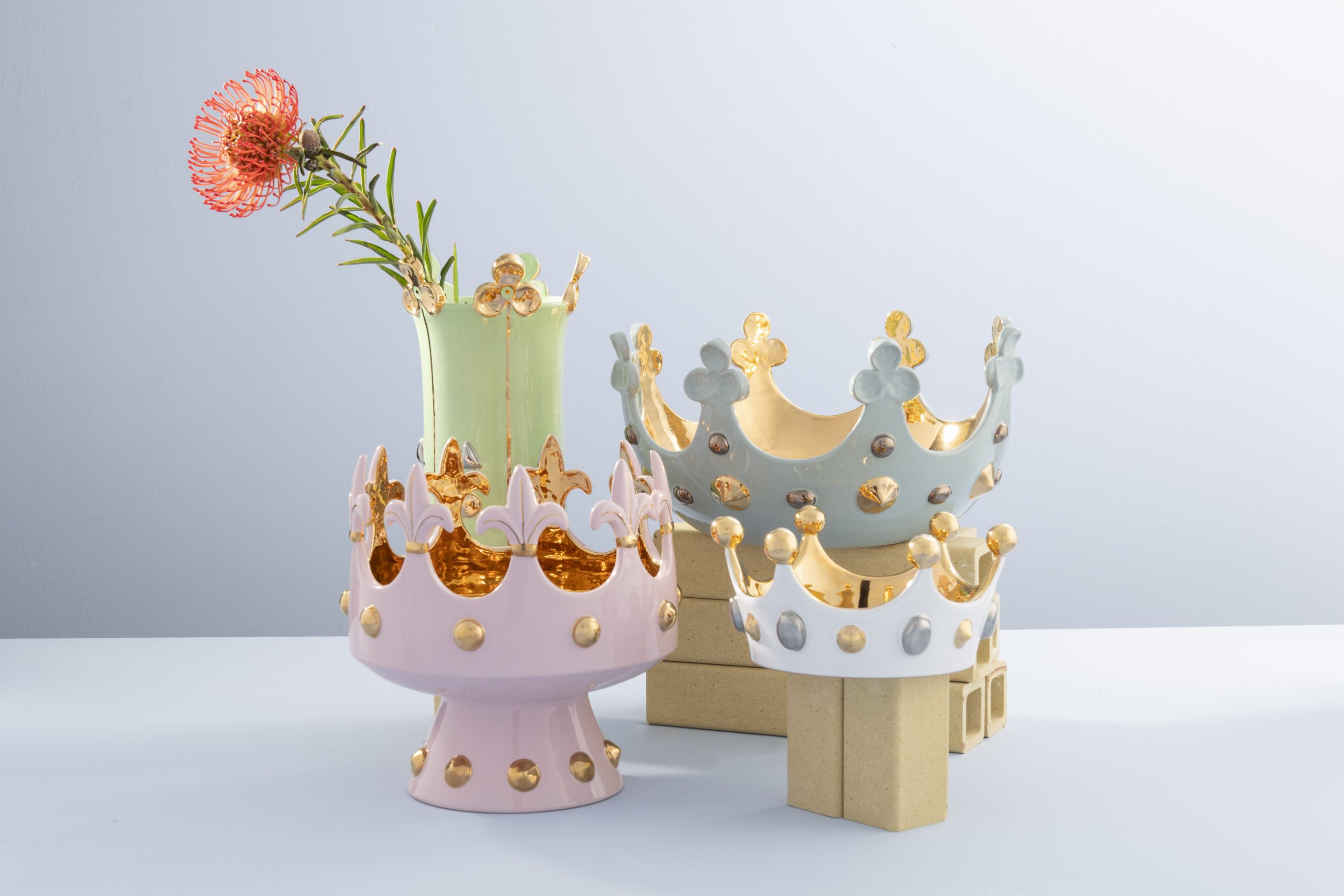 Ceramica Gatti 1928 Queen Beatrice corona oro e platino