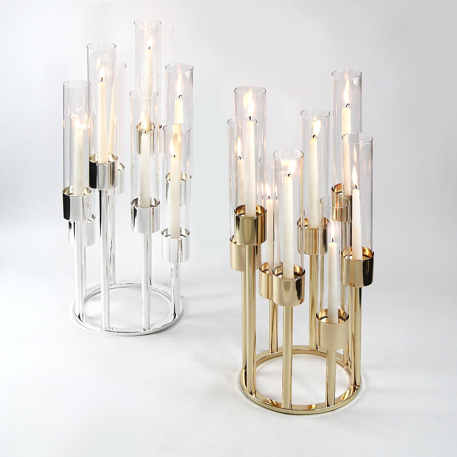 Galore Home Aura Octet candelabro oro 8 fiamme con vetri