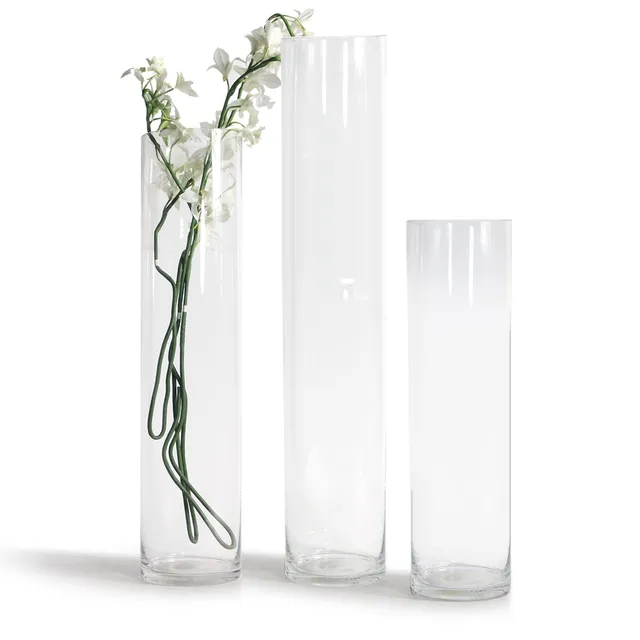 Galore Home vaso vetro cilindro trasparente set 2 pezzi 50cm