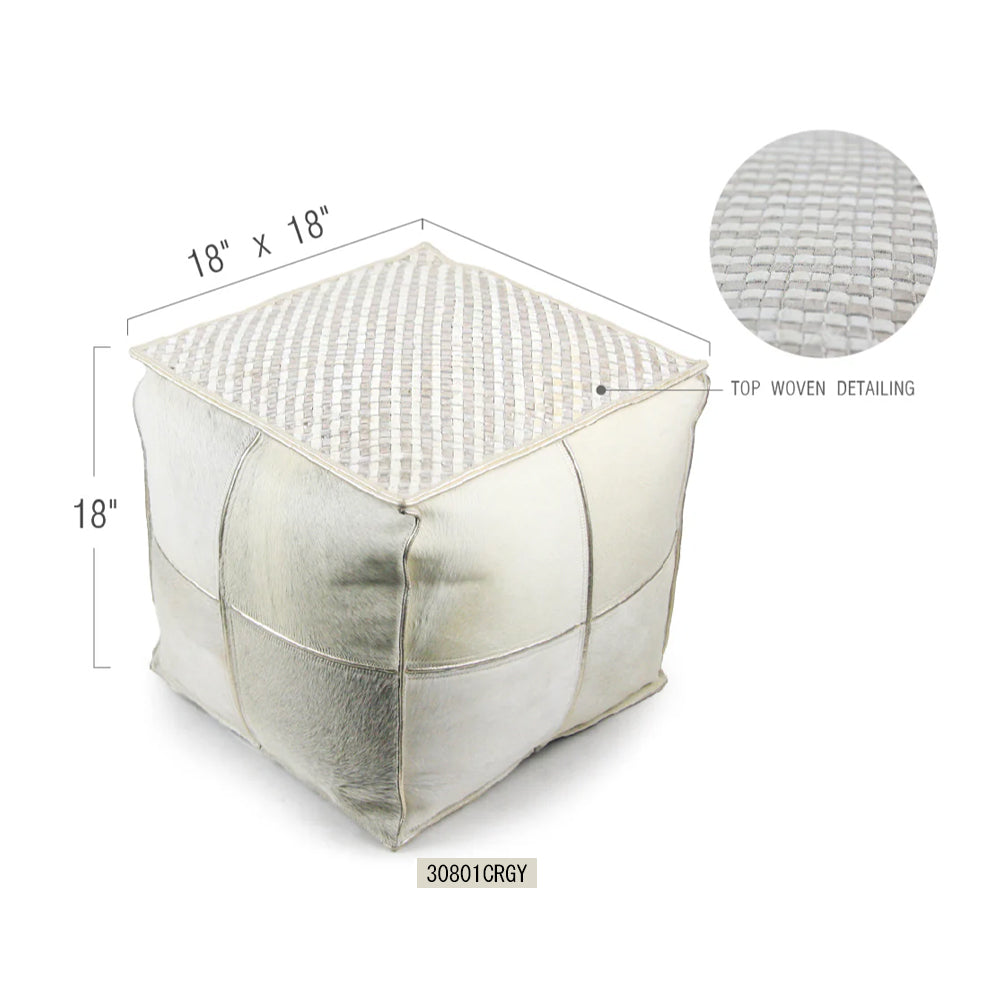 Galore Home Patchwork pouf pelle metallizzata 45 cm