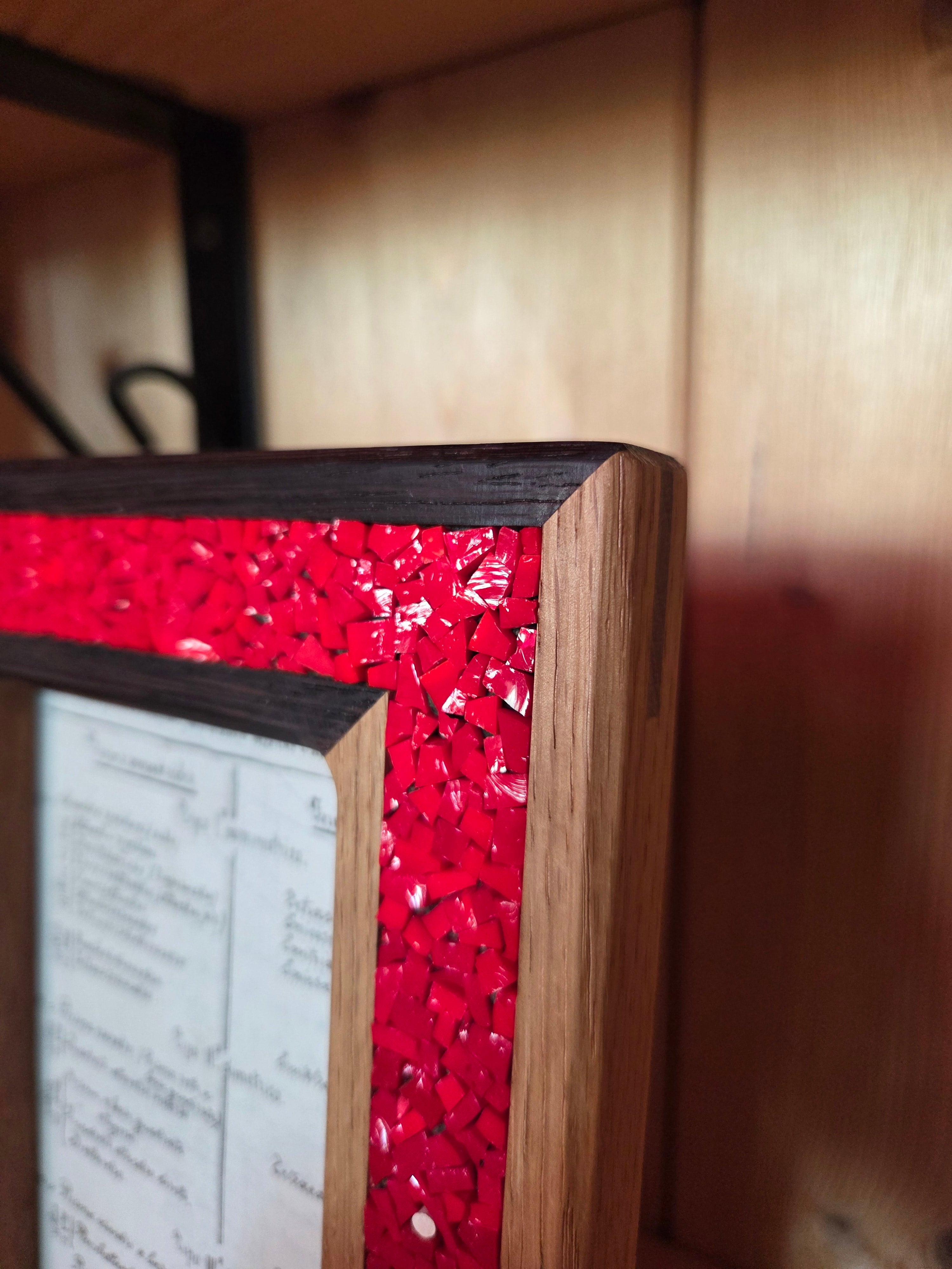 Il Nido del Picchio Mosaico Rosso 10x15 cornice legno