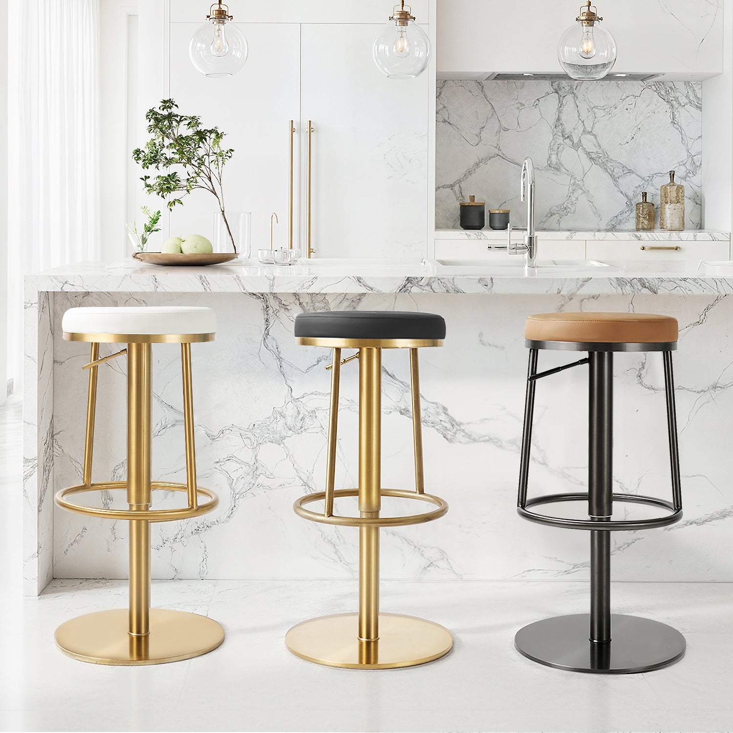 Galore Home Aero Swivel Counter sgabello bar beige regolabile