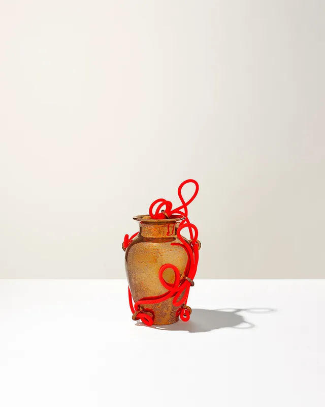 Ceramica Gatti 1928 Anastasio vaso riflesso corda AQ05 rosso