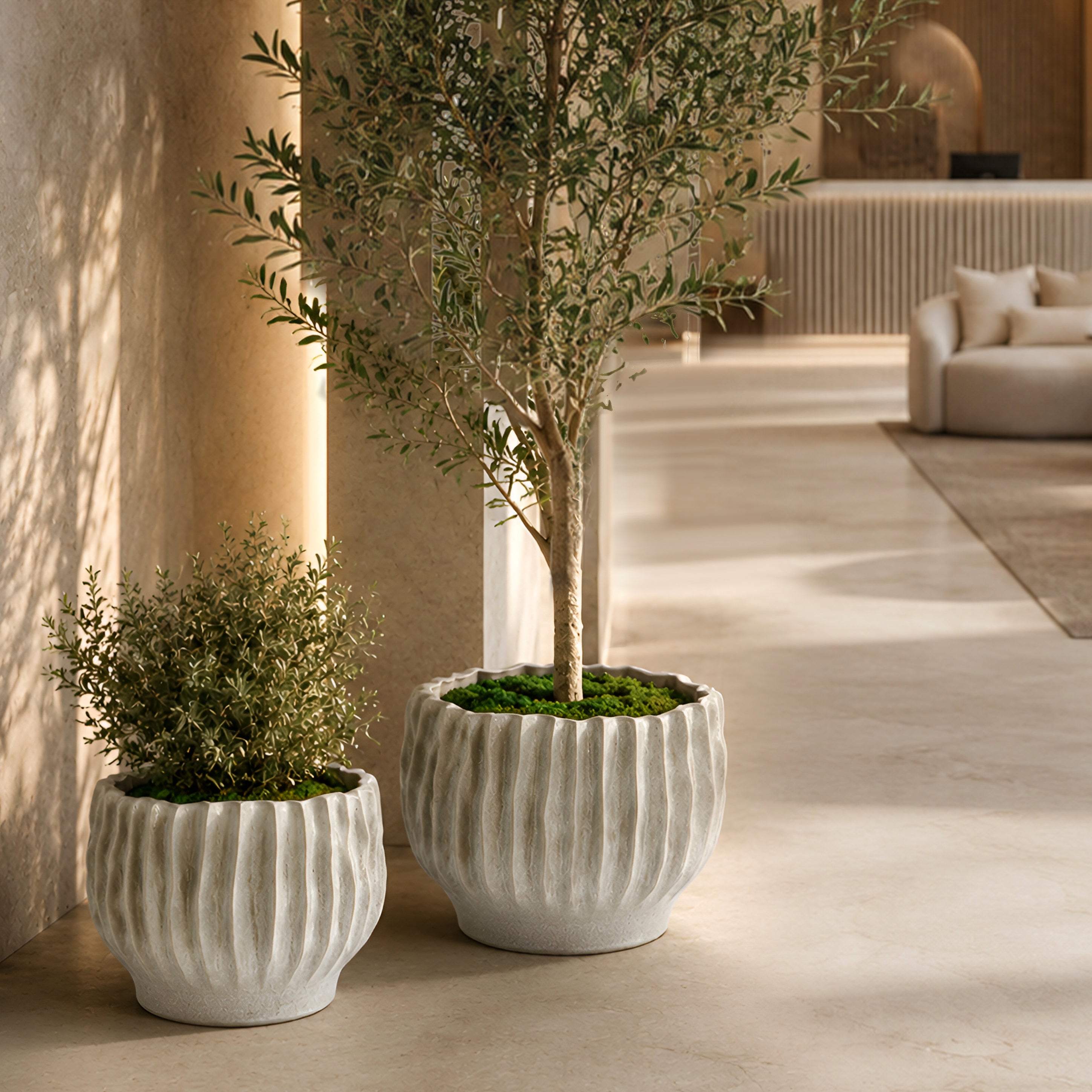 Galore Home Rippled Haven vaso ceramica grigio piccolo
