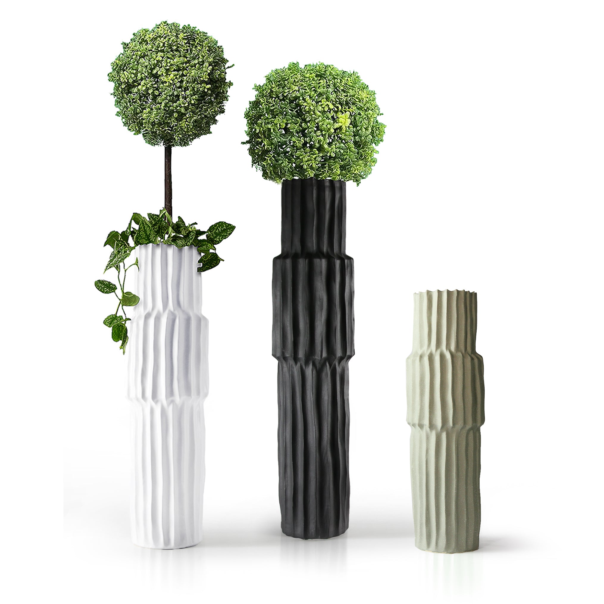Galore Home Fluted vaso pavimento ceramica nero grande