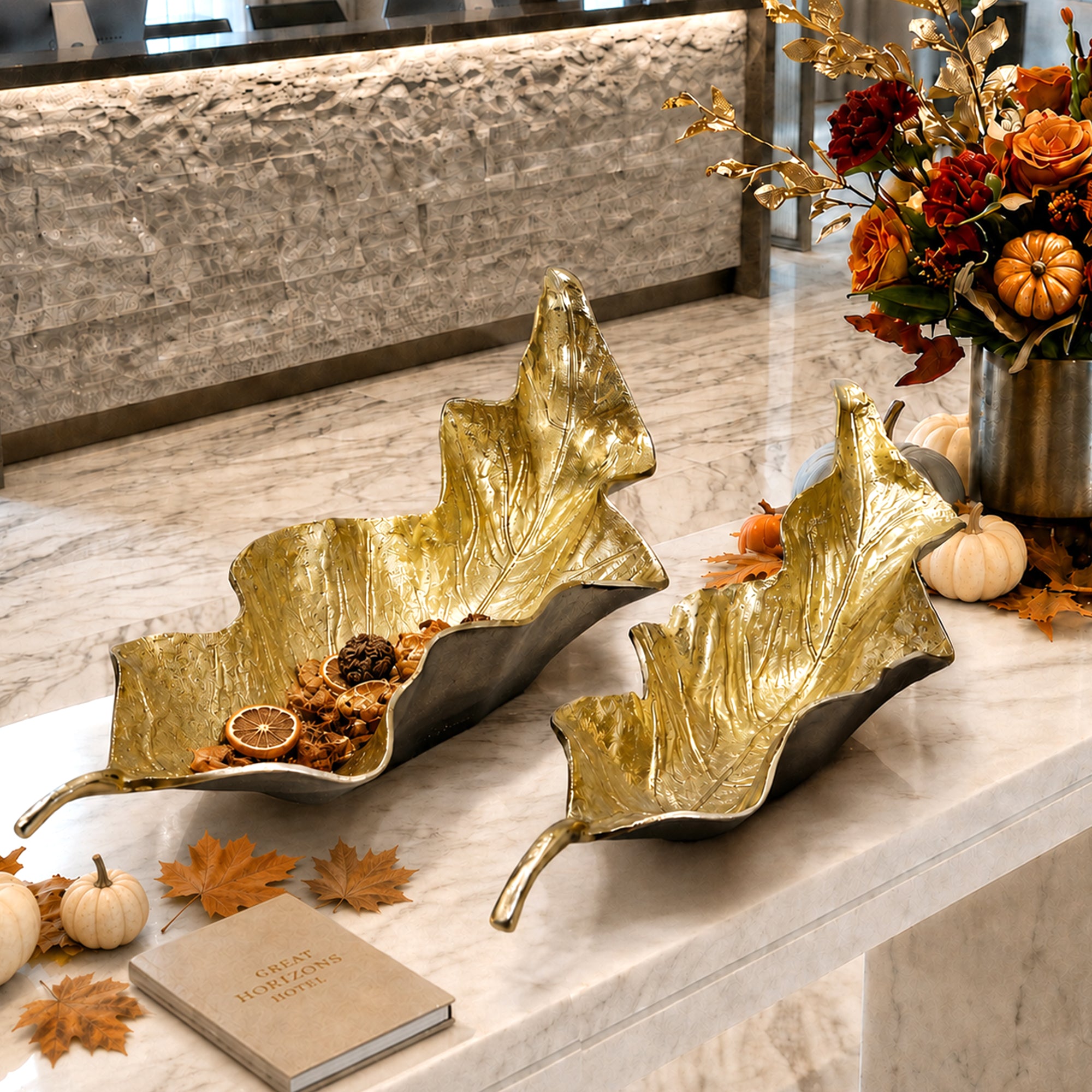 Galore Home Golden Leaf 3-2099 vassoio foglia oro Small alluminio