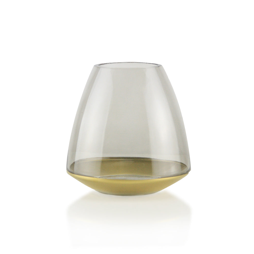 Galore Home Chelidonian Vaso Vetro Grigio Oro Small