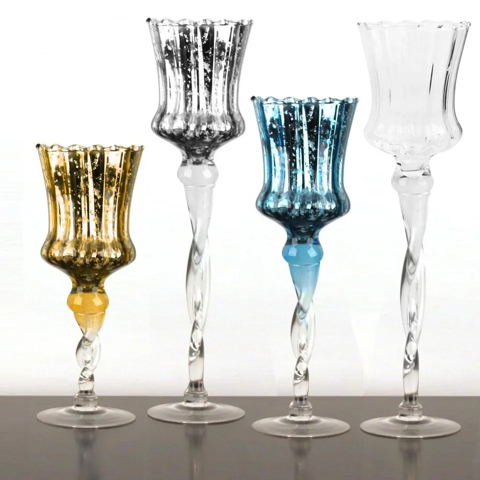 Galore Home Regal Votive portacandele vetro argento set 3 pezzi