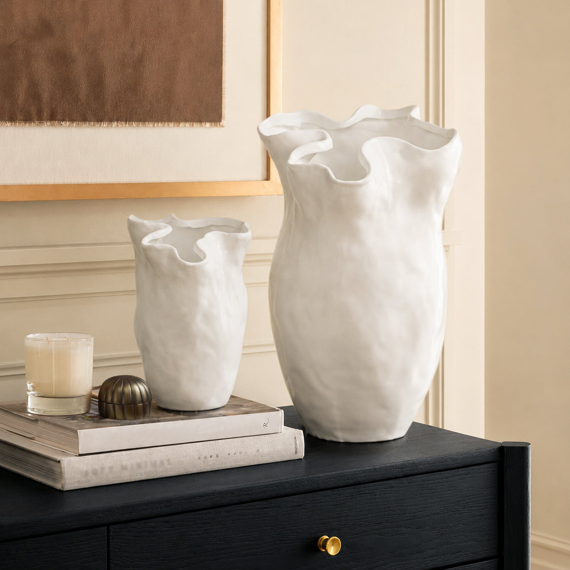 Galore Home Nature Fold CCE37 vaso ceramica bianco