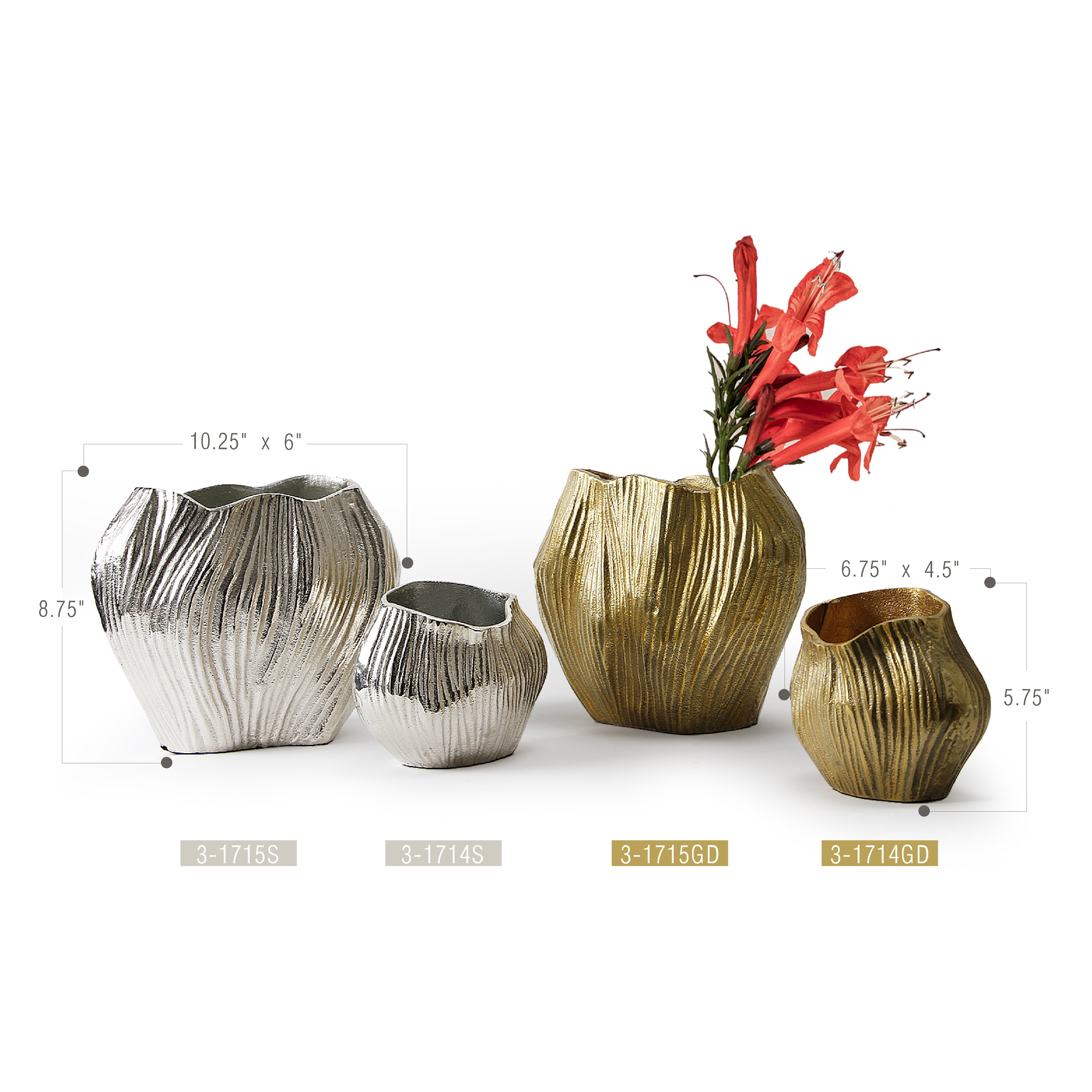 Galore Home Metallic Edge vaso in alluminio oro grande