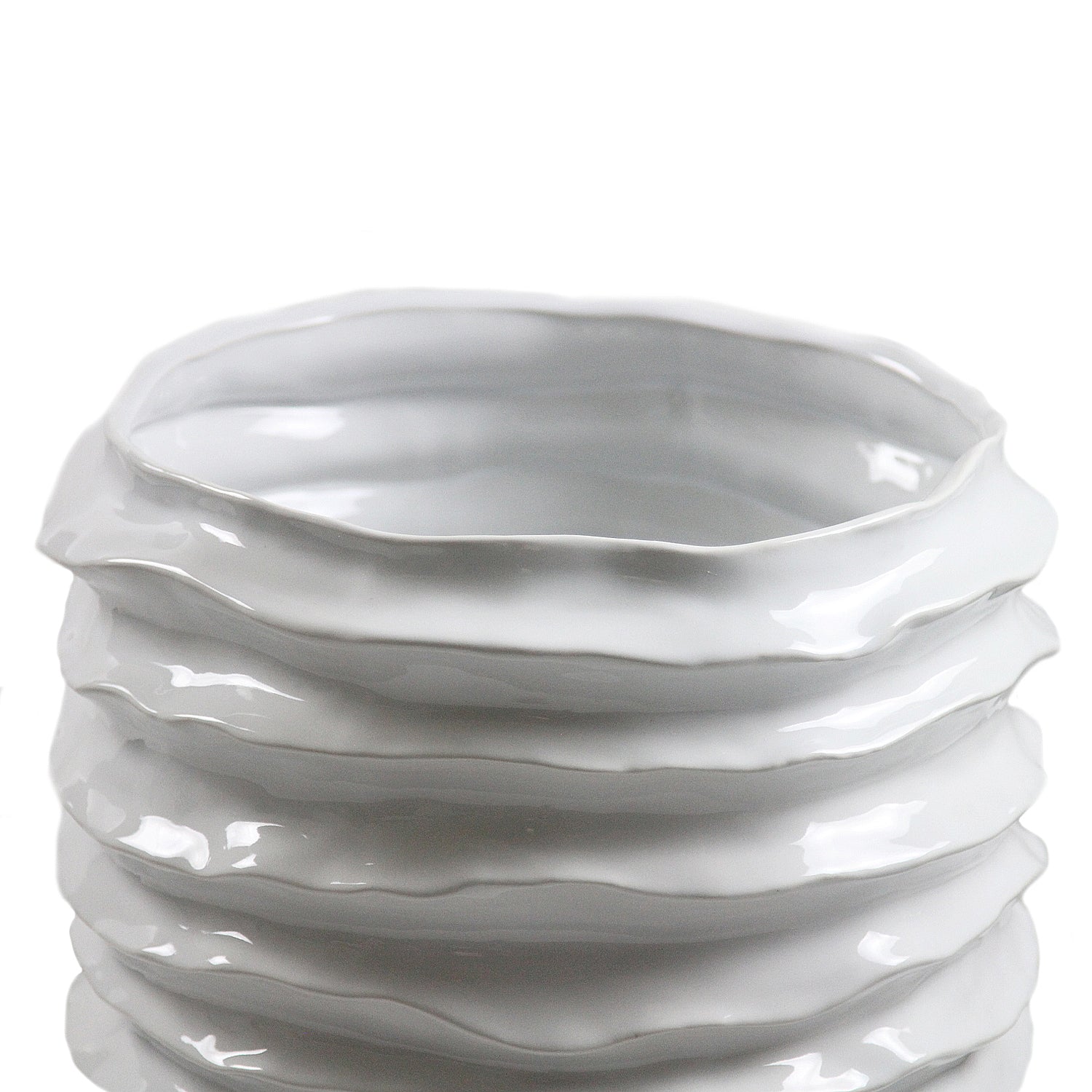 Galore Home Wavy Disk vaso ceramica nero alto bordo ondulato