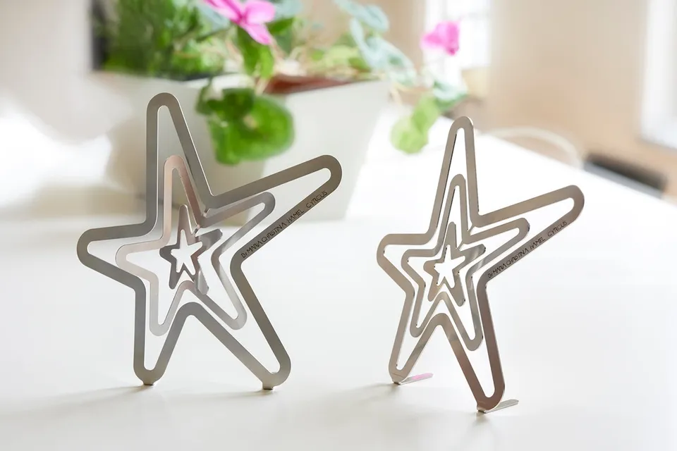 Cyrcus Design 3 Stelle scultura tavolo acciaio specchio 3 pezzi