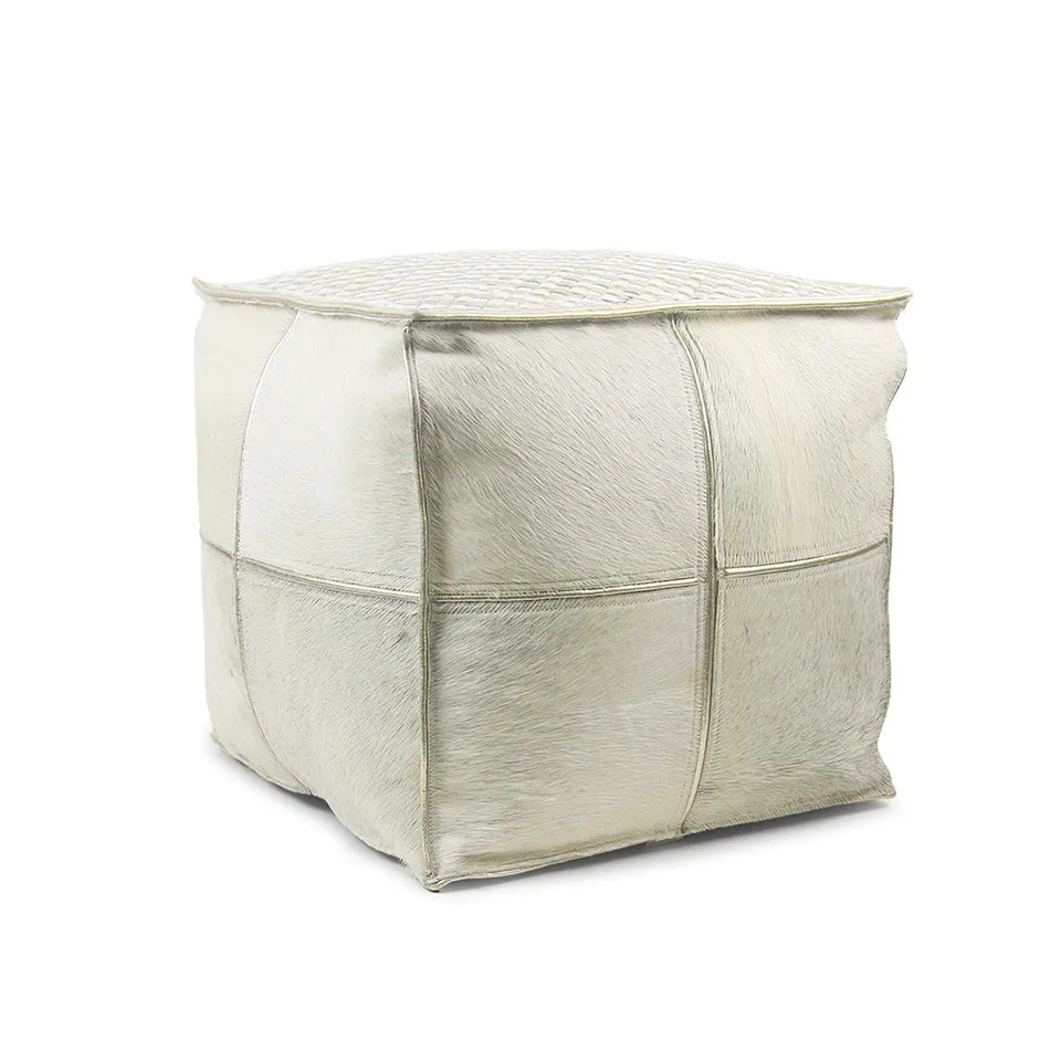Galore Home Patchwork pouf pelle metallizzata 45 cm