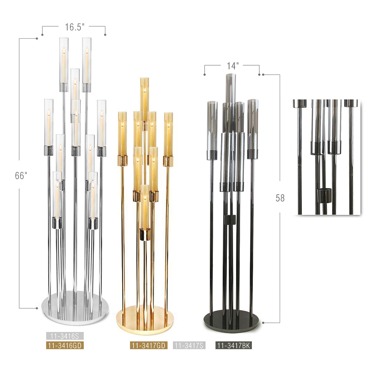 Galore Home Eleganza Candelabro Metallo Oro Piccolo 8 Bracci