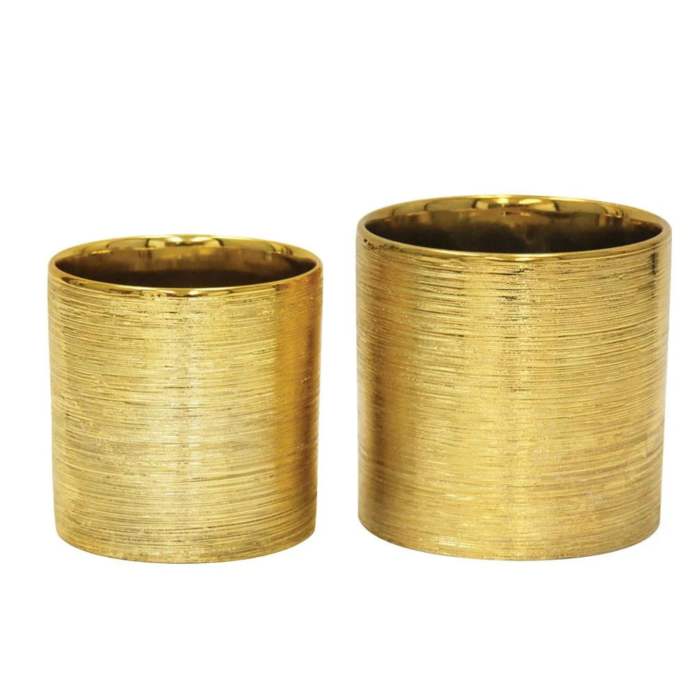 Galore Home Etched Metallic Gold vaso ceramica oro