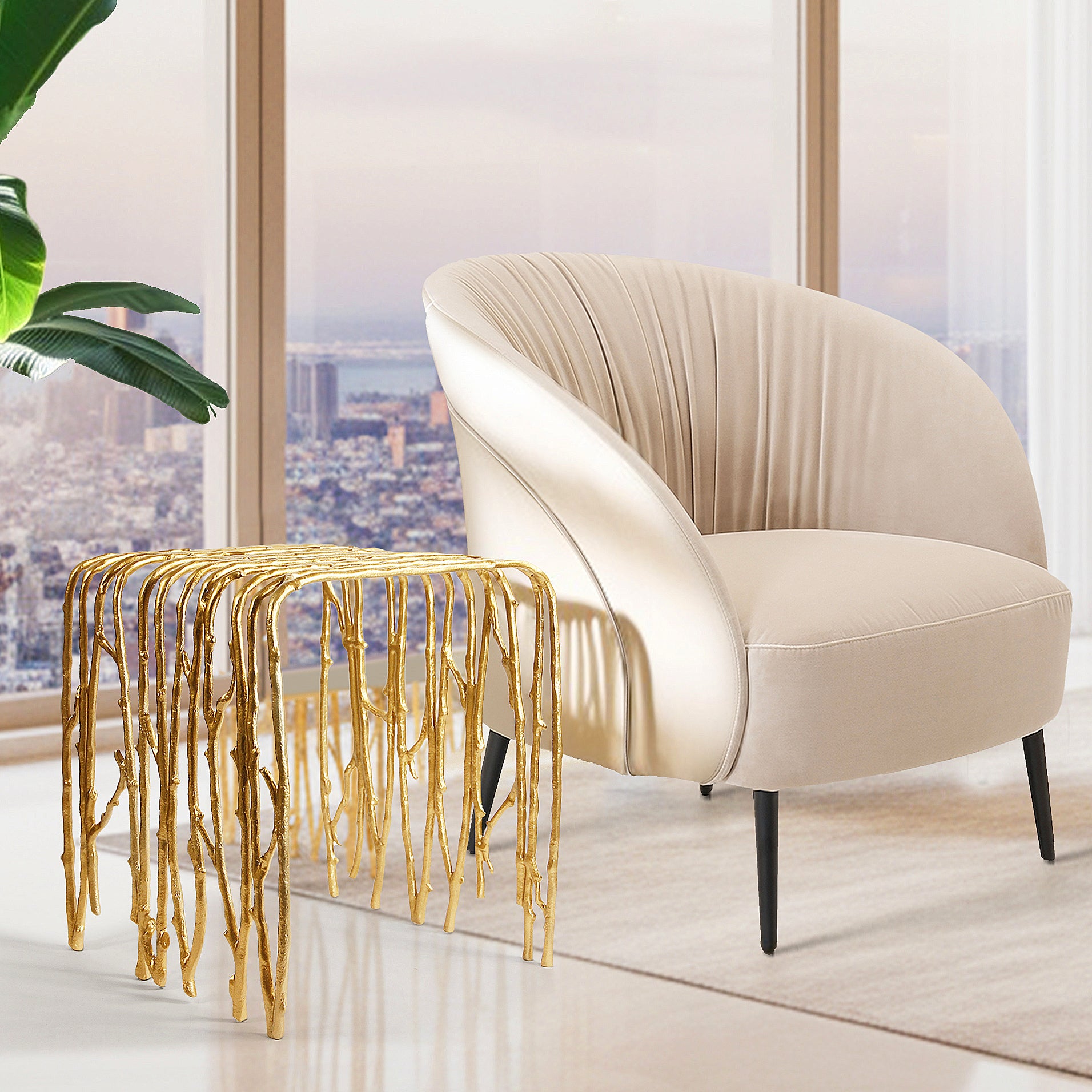 Galore Home Twig 30221 tavolino alluminio oro