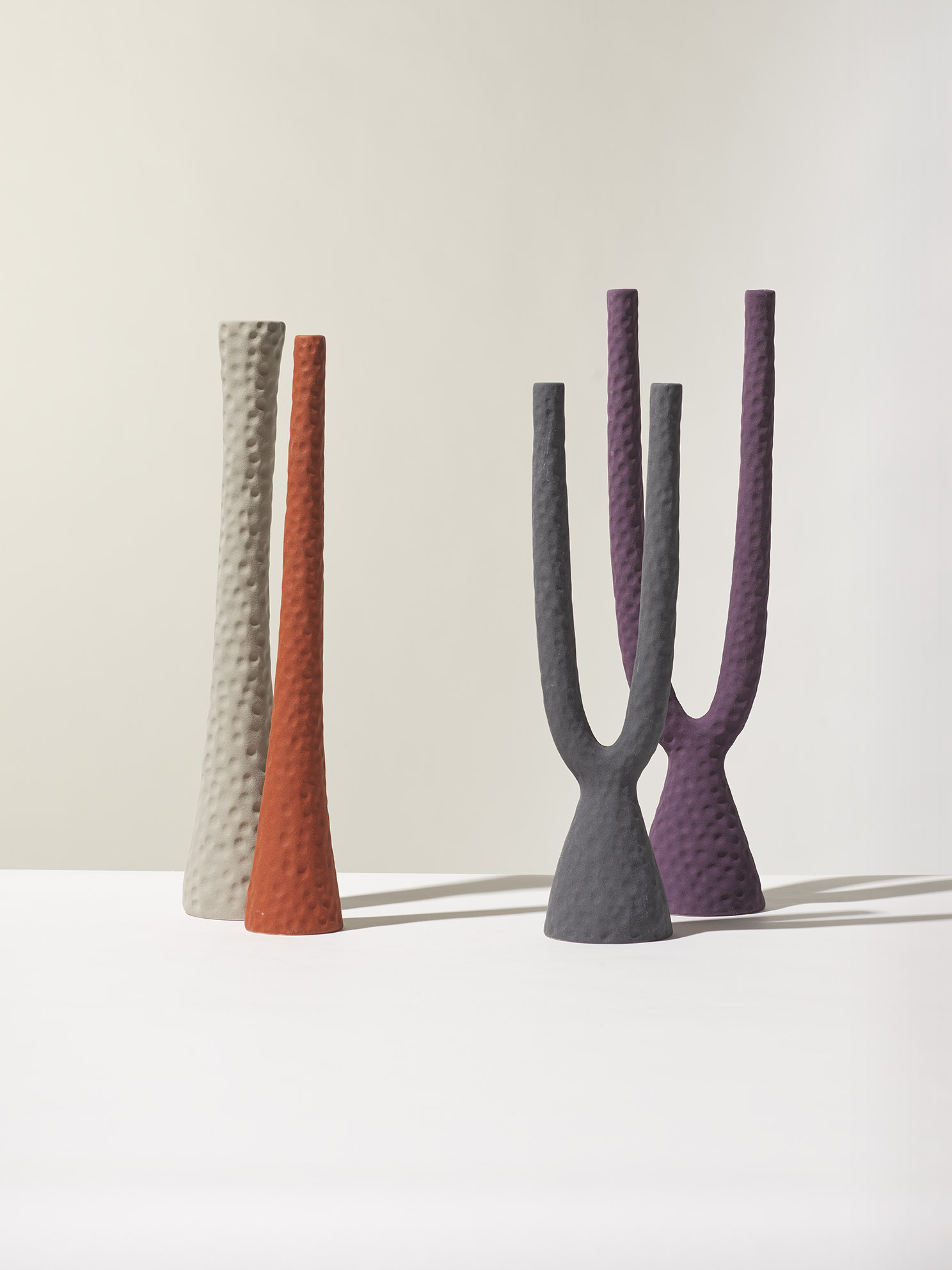 Ceramica Gatti 1928 Battuti CB118 Epsilon candelabro ceramica grigio