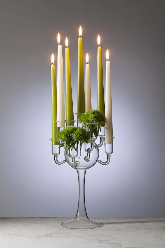 B&C Vetro Soffiato Candelabro 9 Fiamme 34 cm