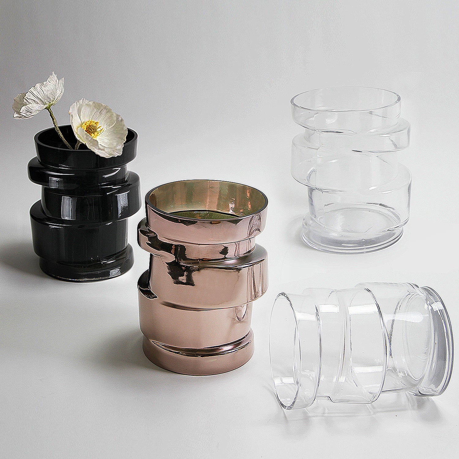 Galore Home Spiral vaso vetro trasparente solido