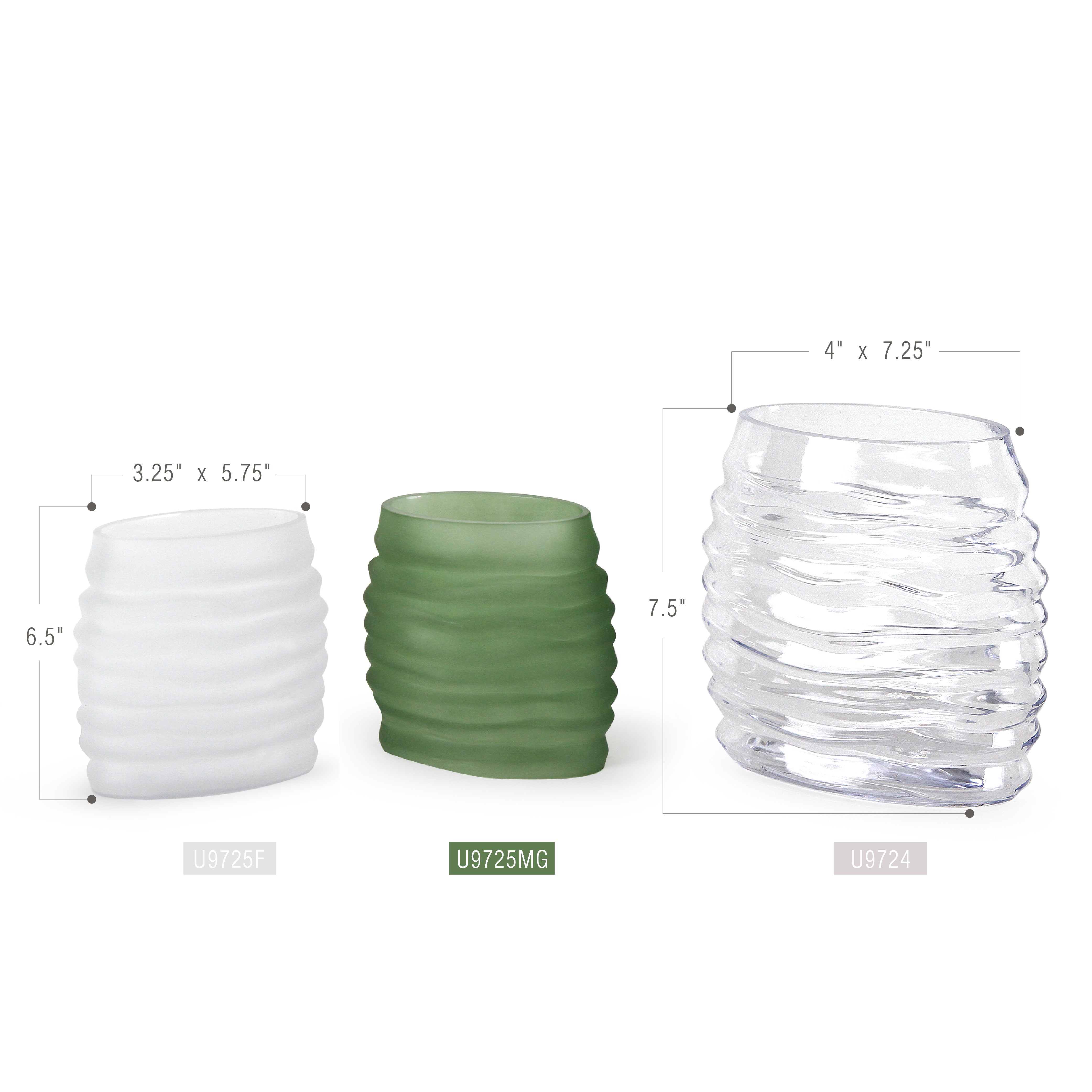 Galore Home Oba vaso in vetro Small Trasparente verde