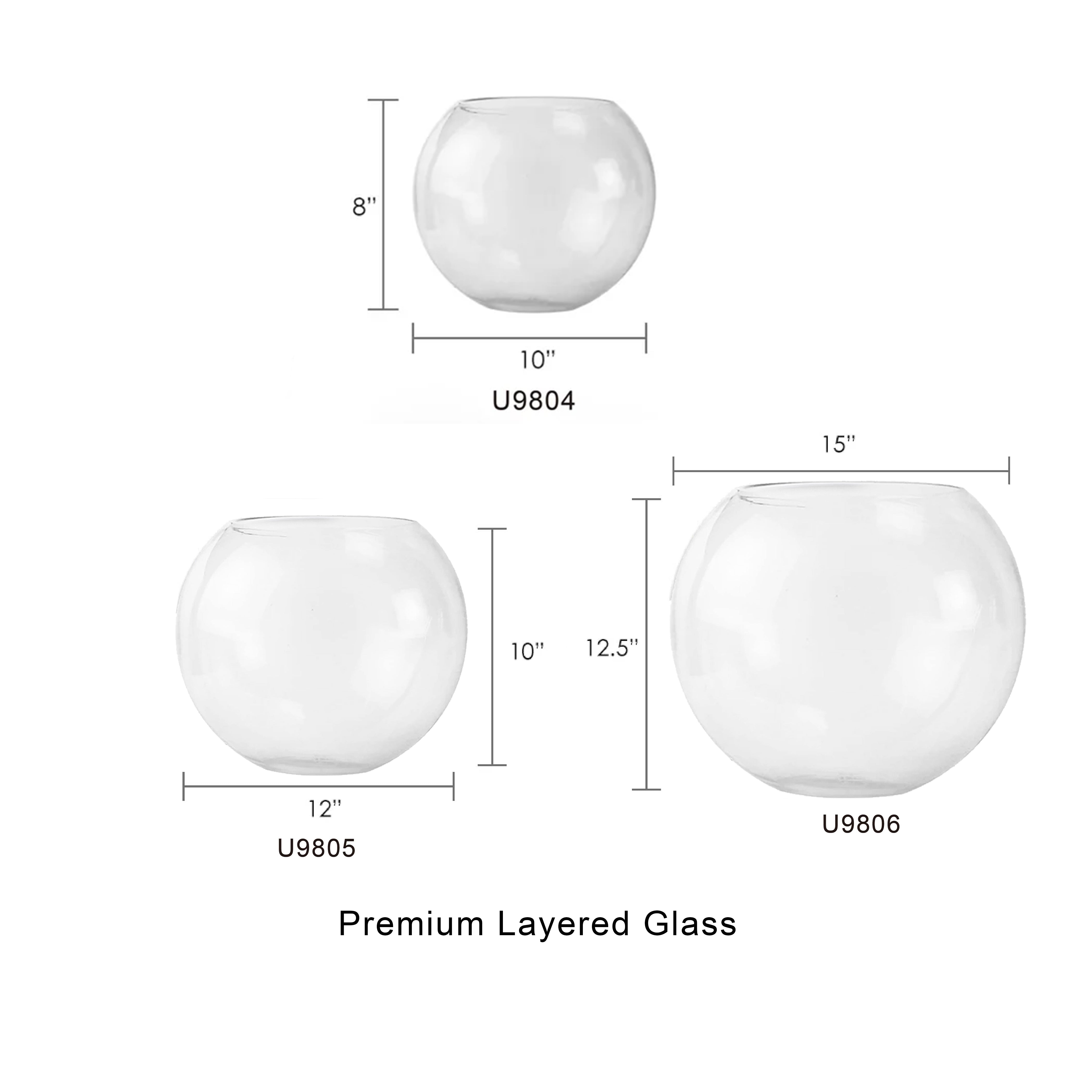 Galore Home Glass Bubble U9806 Vaso Vetro Trasparente Large
