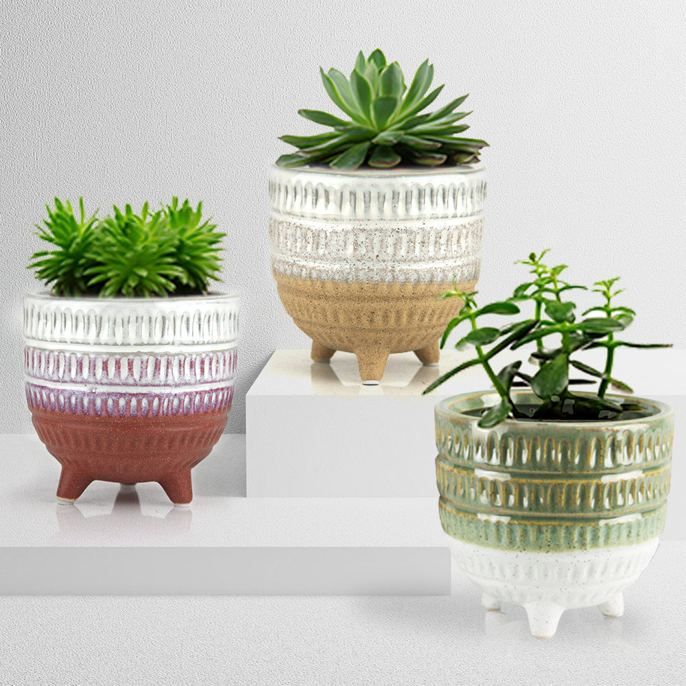Galore Home Bohemian portavasi ceramica sabbia set 3 pezzi
