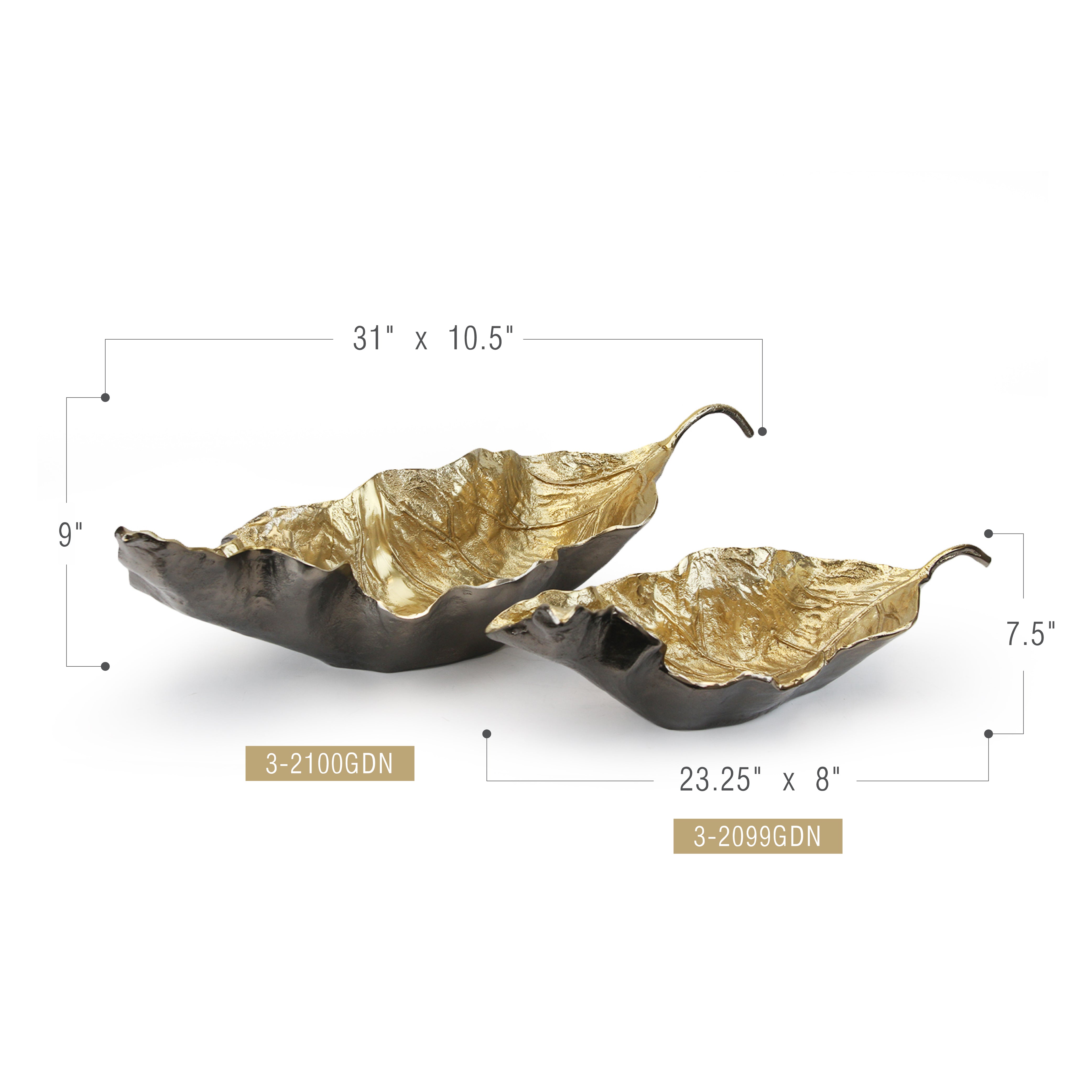 Galore Home Golden Leaf 3-2099 vassoio foglia oro Small alluminio