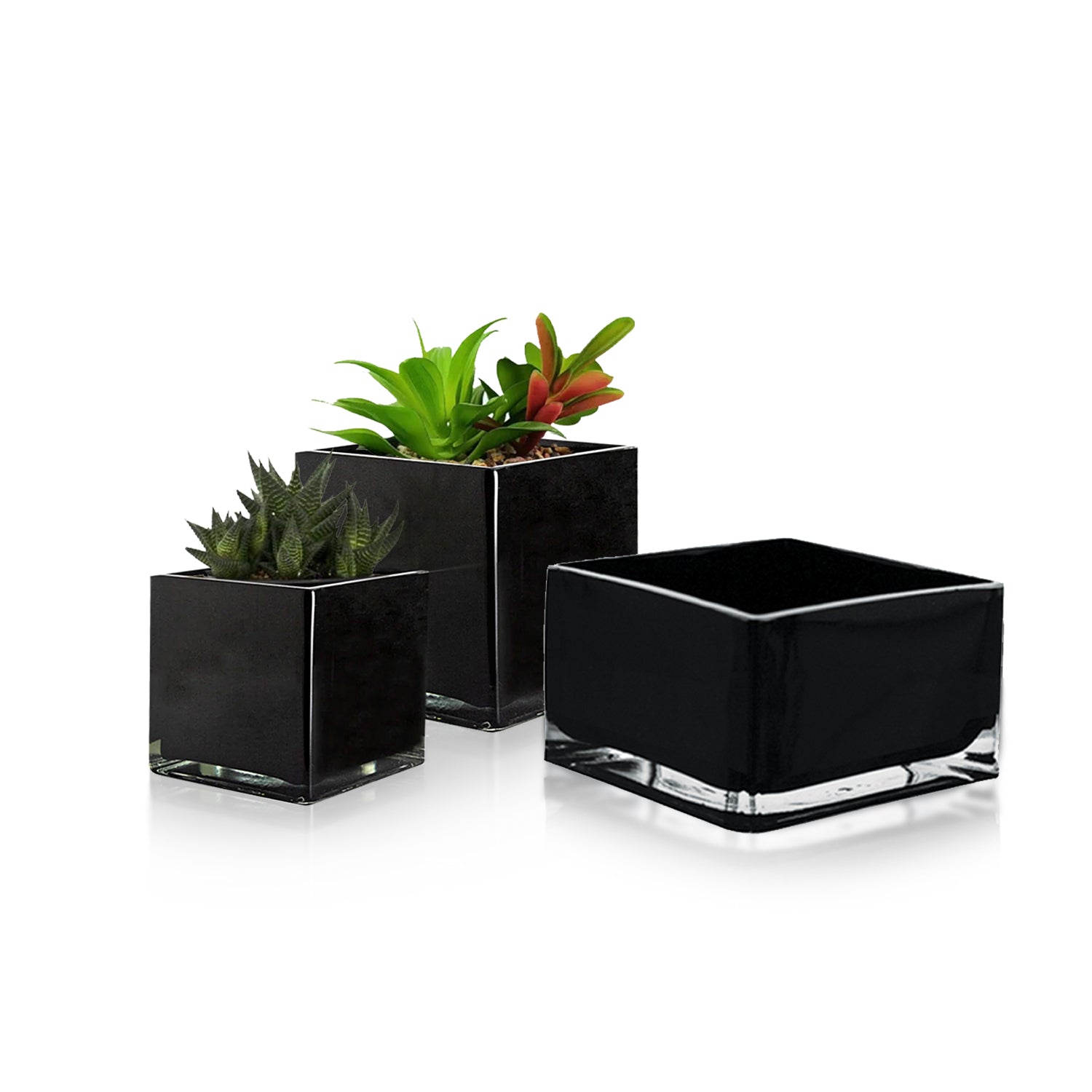 Galore Home Premium Layered U9173 vaso cubo vetro nero 13 cm