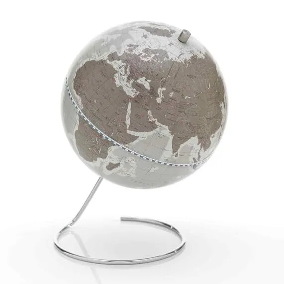 Zoffoli Cosmo Grey mappamondo tavolo 22 cm ferro cromato