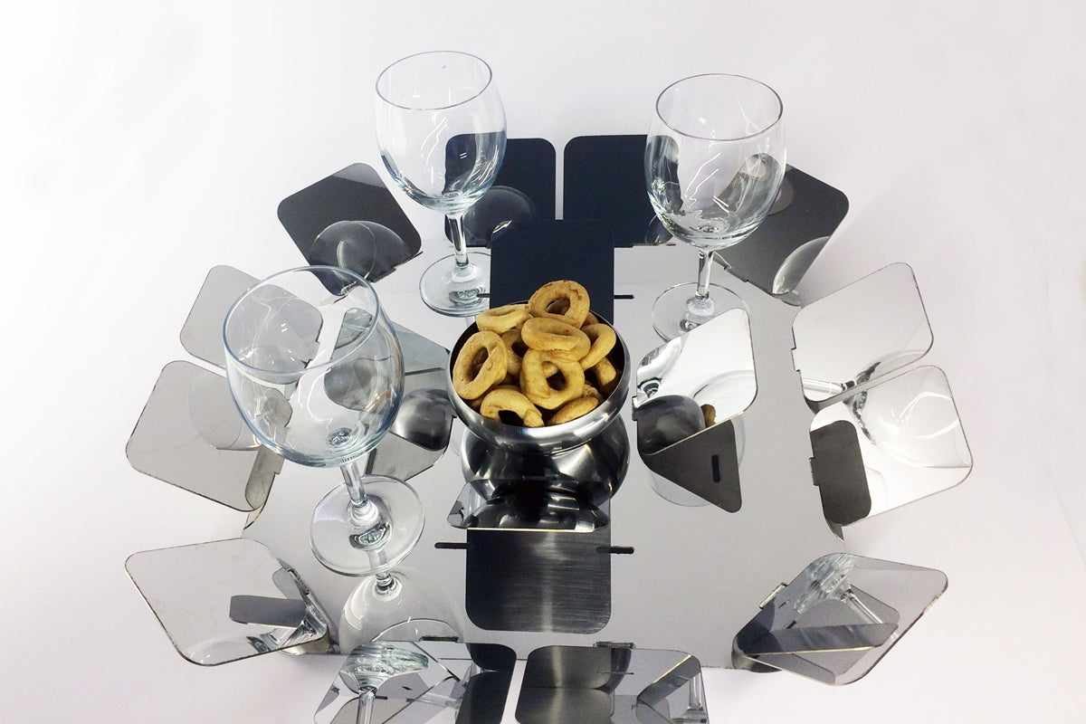 Cyrcus Design Gentile vassoio acciaio 50x50 con sottobicchieri
