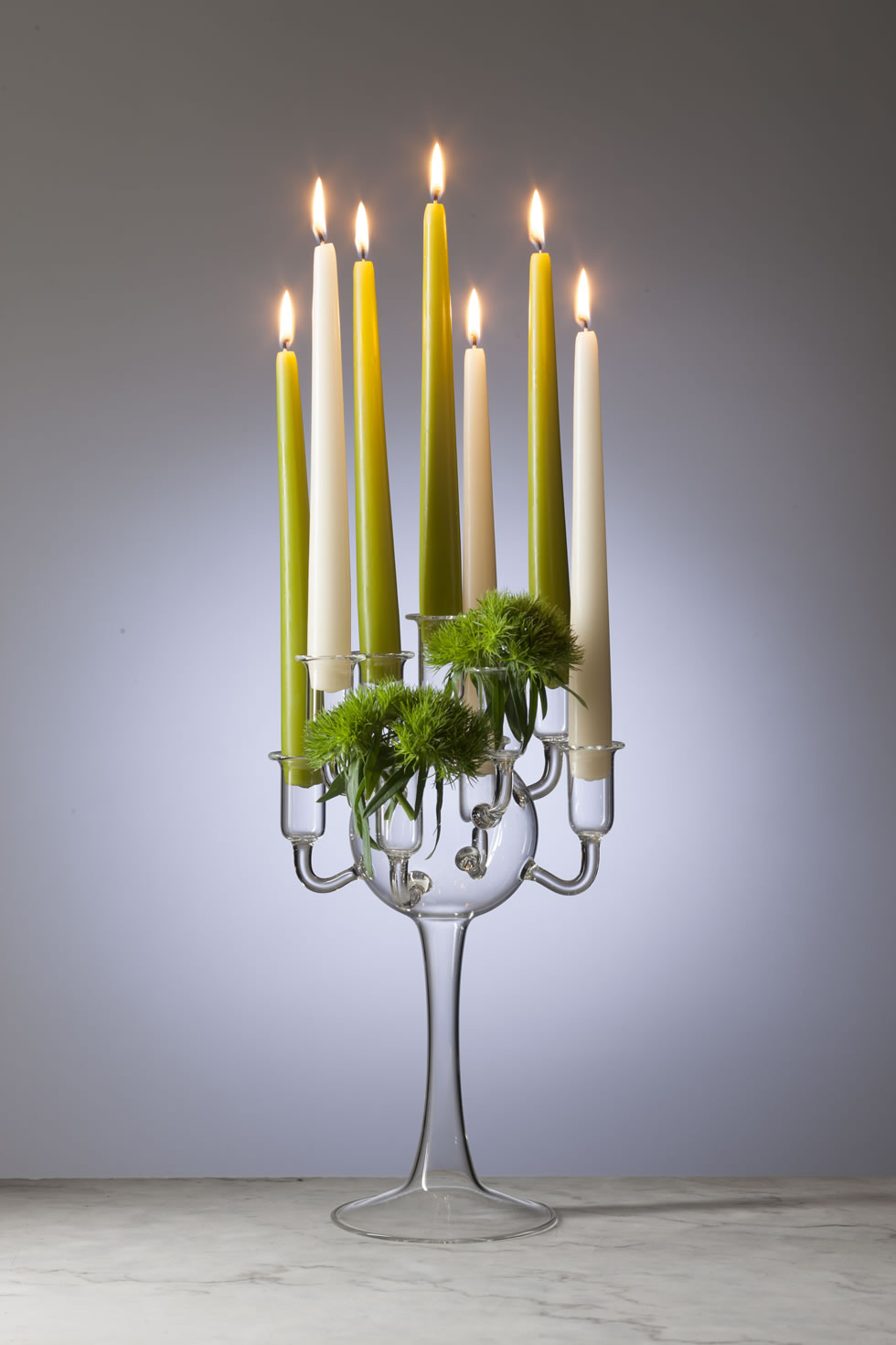 B&C Vetro Soffiato Candelabro 9 Fiamme 34 cm