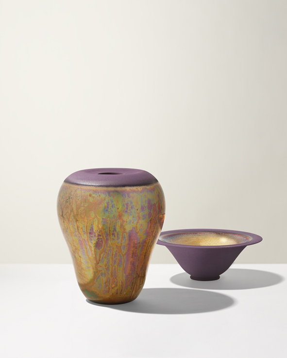 Ceramica Gatti 1928 Cratere CC31 vaso indigo riflessi metallici
