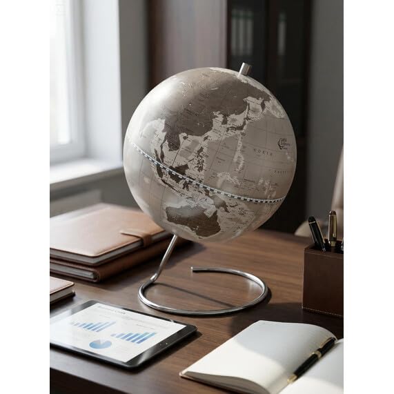 Zoffoli Cosmo Grey mappamondo tavolo 22 cm ferro cromato