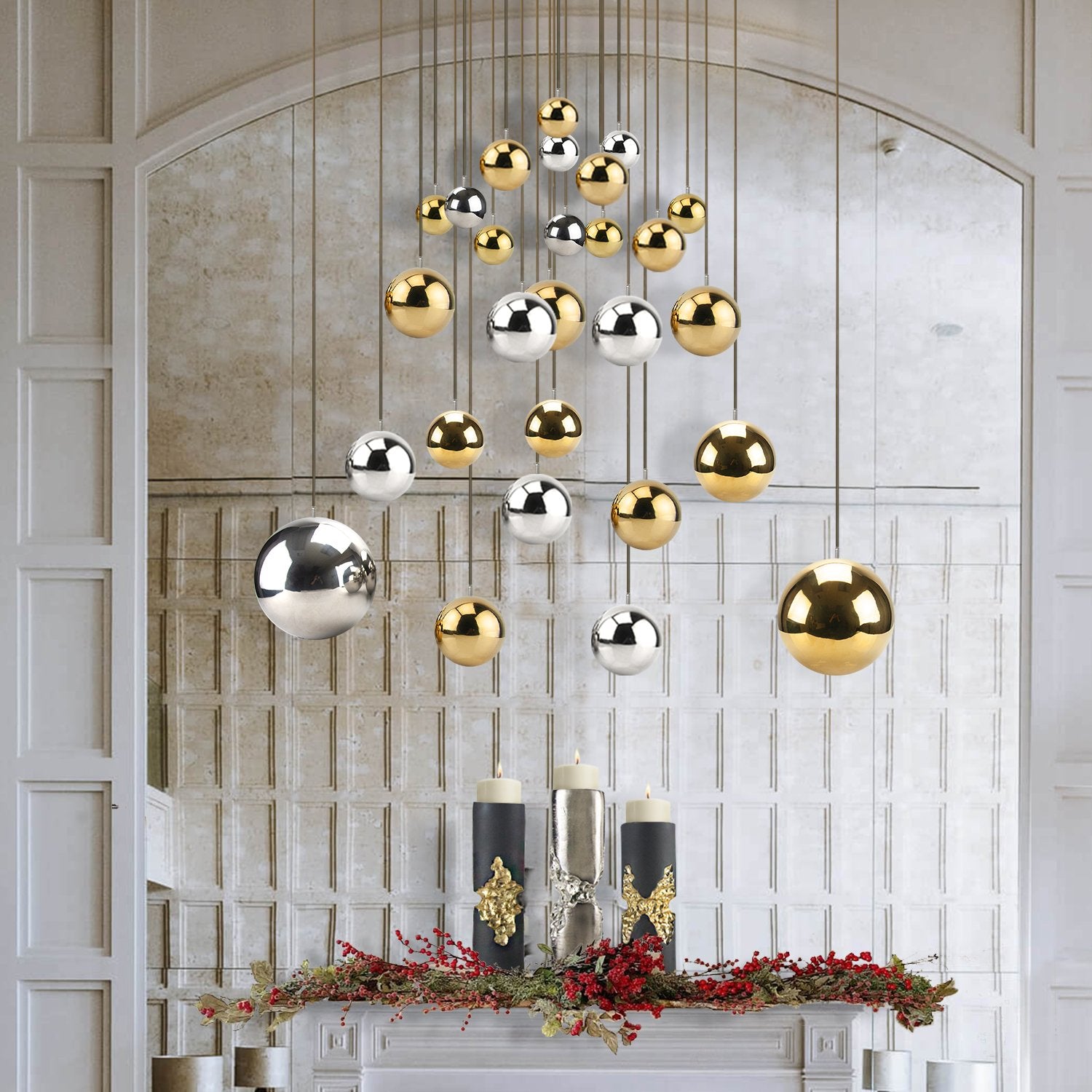 Galore Home Ball sfera argento set 2 acciaio 15 cm